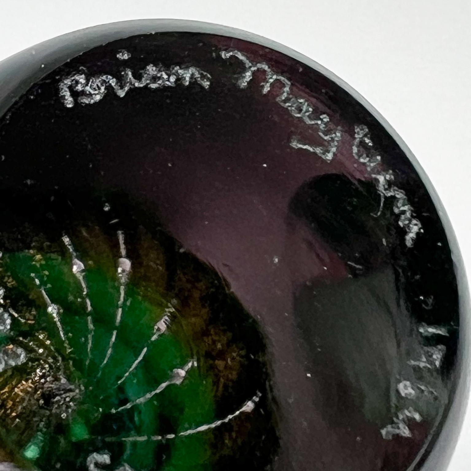 1989 Studio Handblown Art Glass Green Vase Brian Maytum For Sale 5