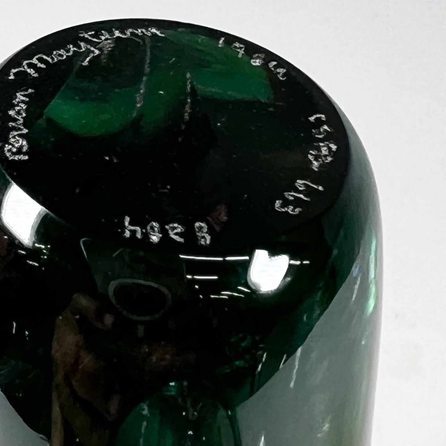 1989 Studio Handblown Art Glass Green Vase Brian Maytum For Sale 6