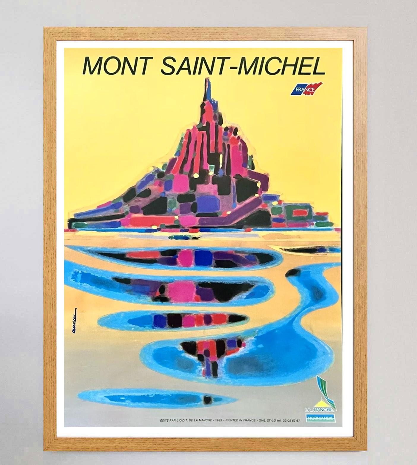 1989 Mont St Michel - Auriac Original-Vintage-Poster, Mont St. Michel (Französisch) im Angebot
