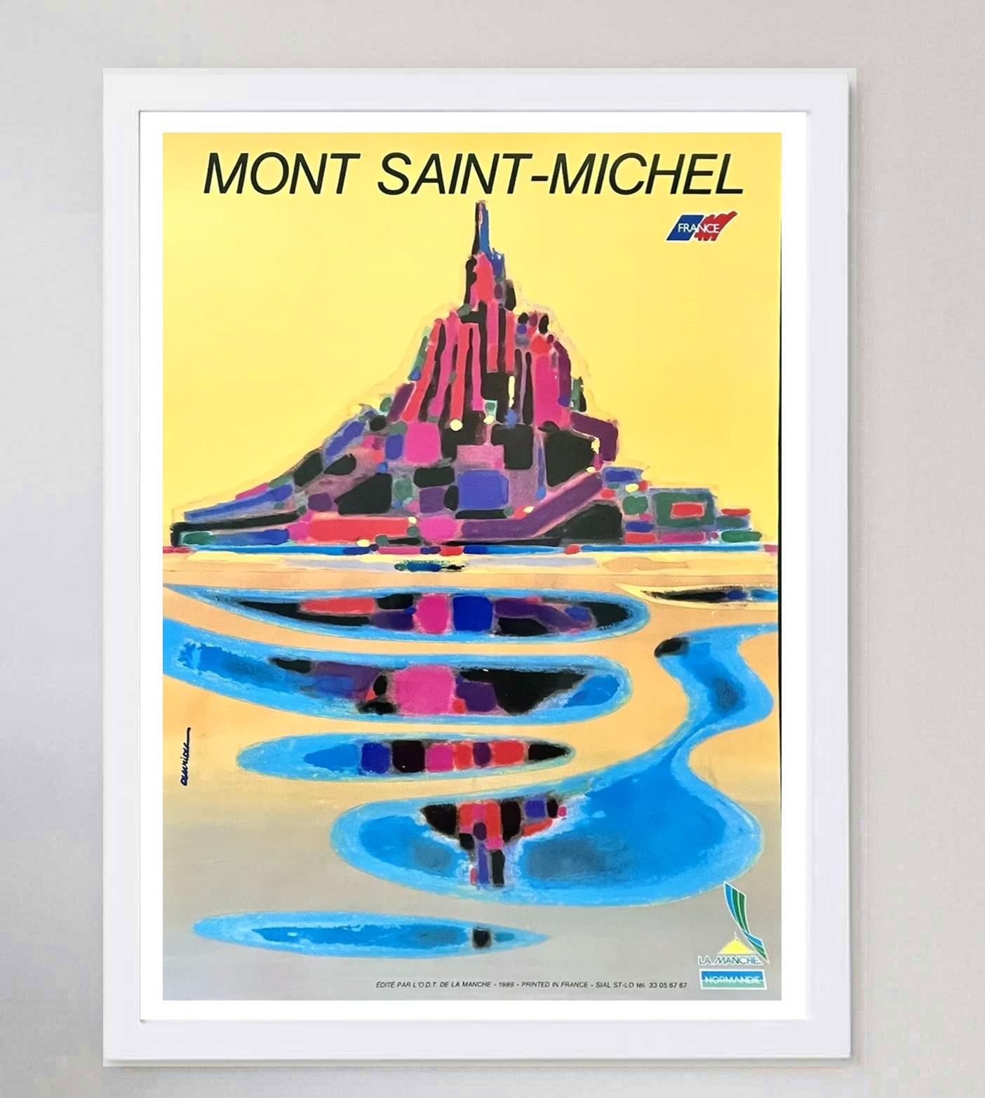 1989 Mont St Michel - Auriac Original-Vintage-Poster, Mont St. Michel (Ende des 20. Jahrhunderts) im Angebot