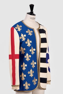 MOSCHINO COUTURE "Libertas" and Fleur-de-Lis Appliqued Open Front Jacket, 1990s