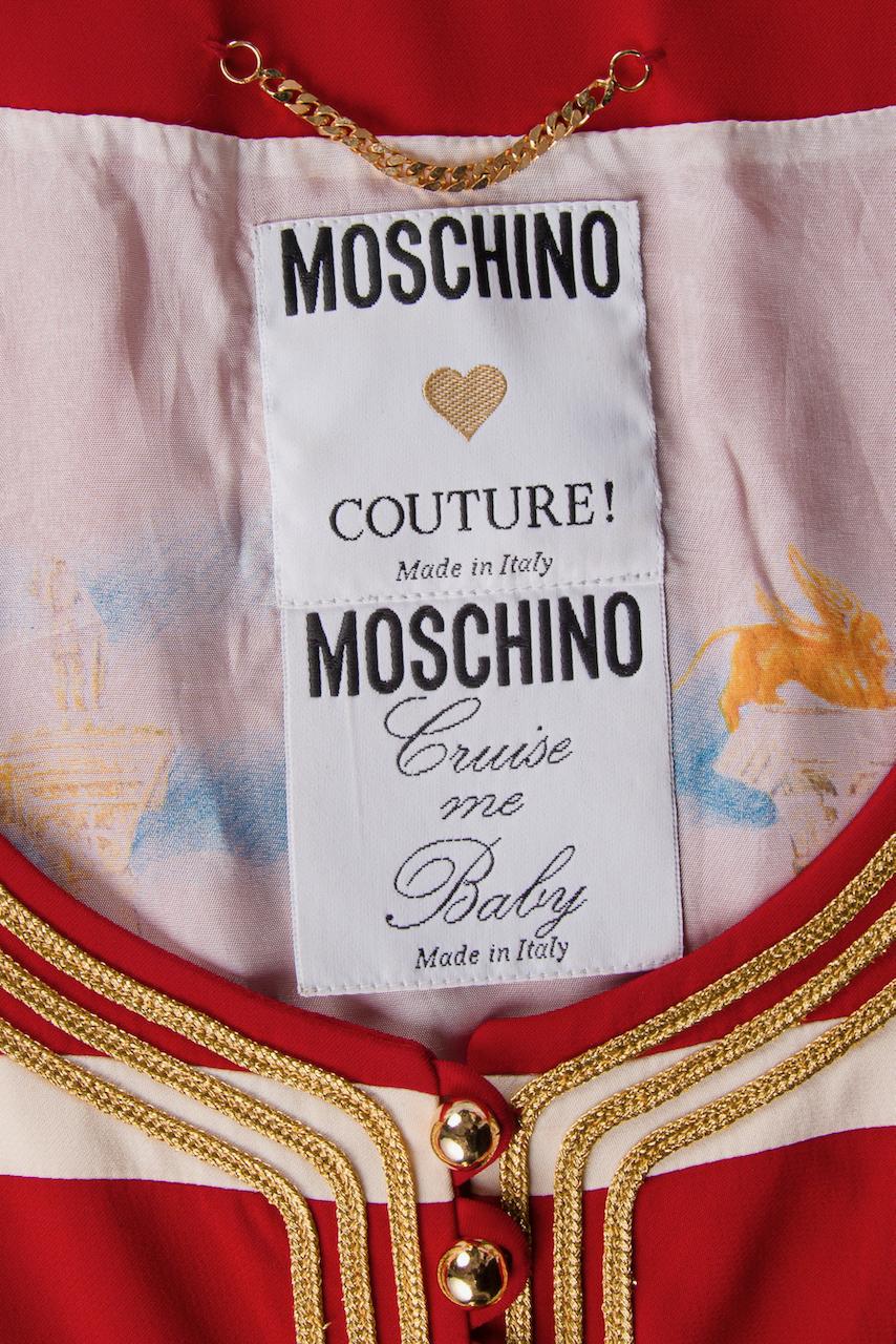 1989 MOSCHINO COUTURE Red Blue Venice Gondolier Jacket Cruise Me Baby Collection For Sale 7