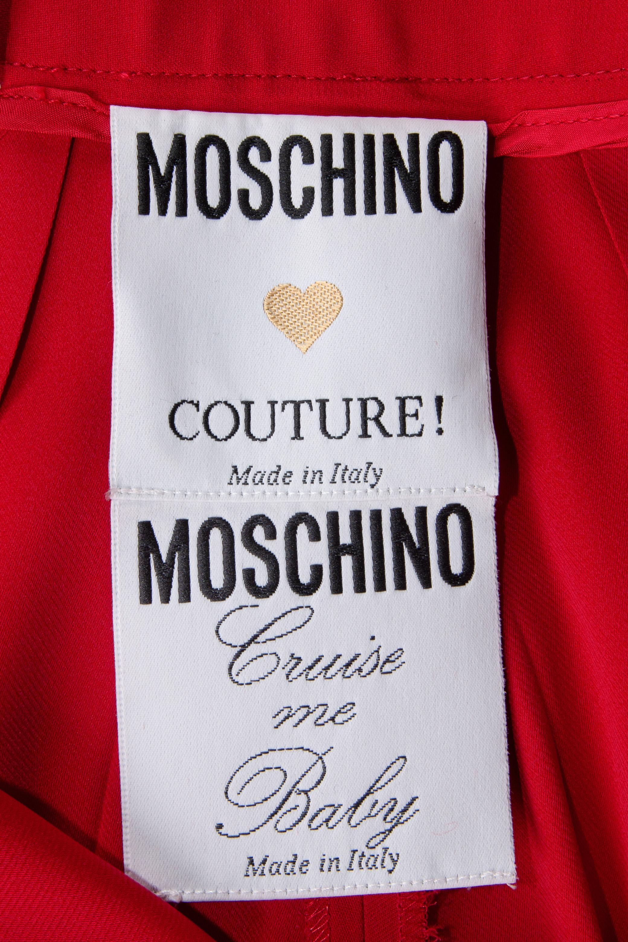 1989 MOSCHINO COUTURE Red I Love Venice Lion Appliquéd Jacket & Pant Suit For Sale 12