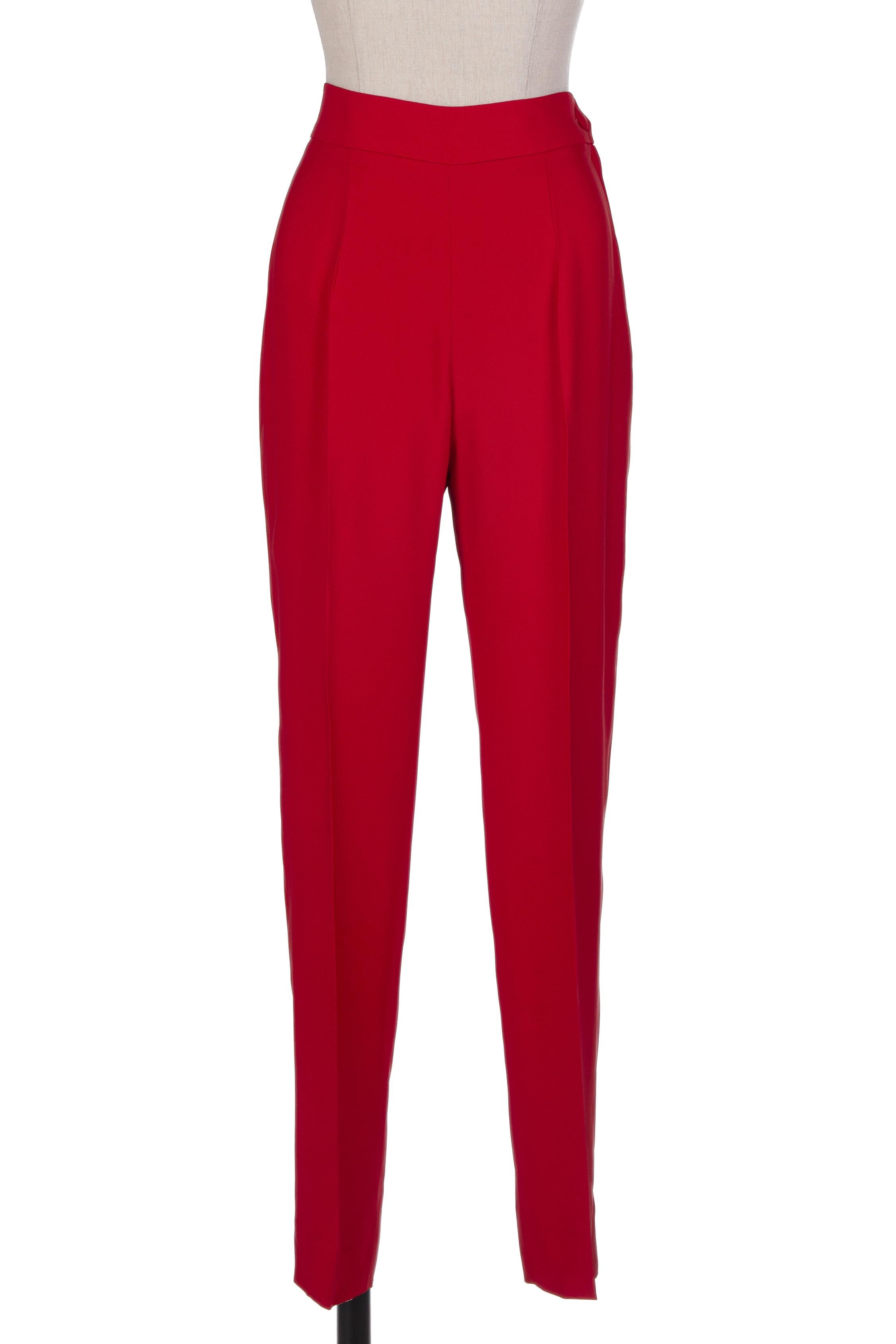 1989 MOSCHINO COUTURE Red I Love Venice Lion Appliquéd Jacket & Pant Suit For Sale 4