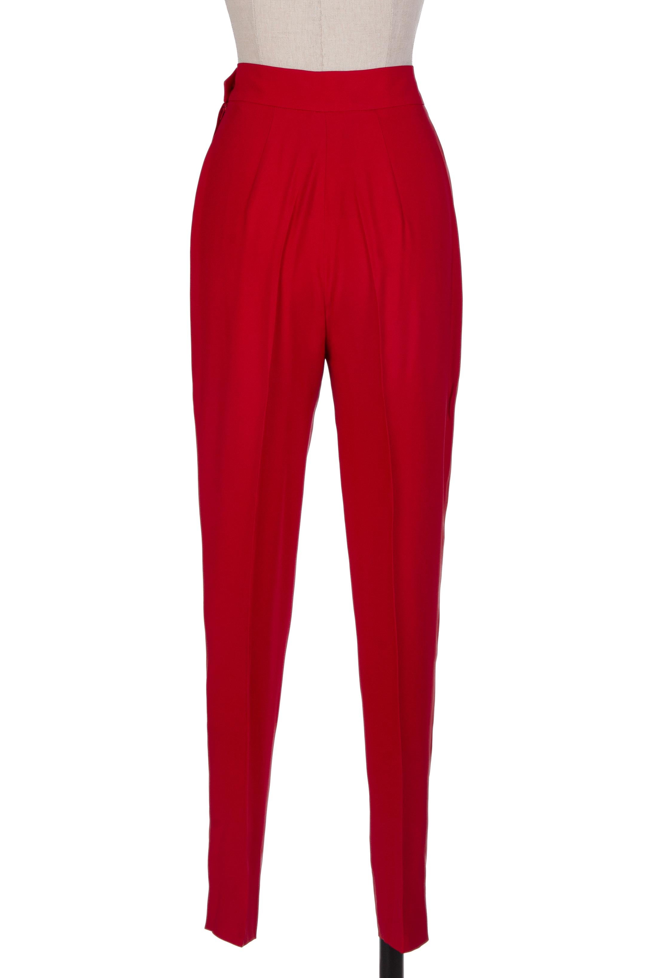 1989 MOSCHINO COUTURE Red I Love Venice Lion Appliquéd Jacket & Pant Suit For Sale 5