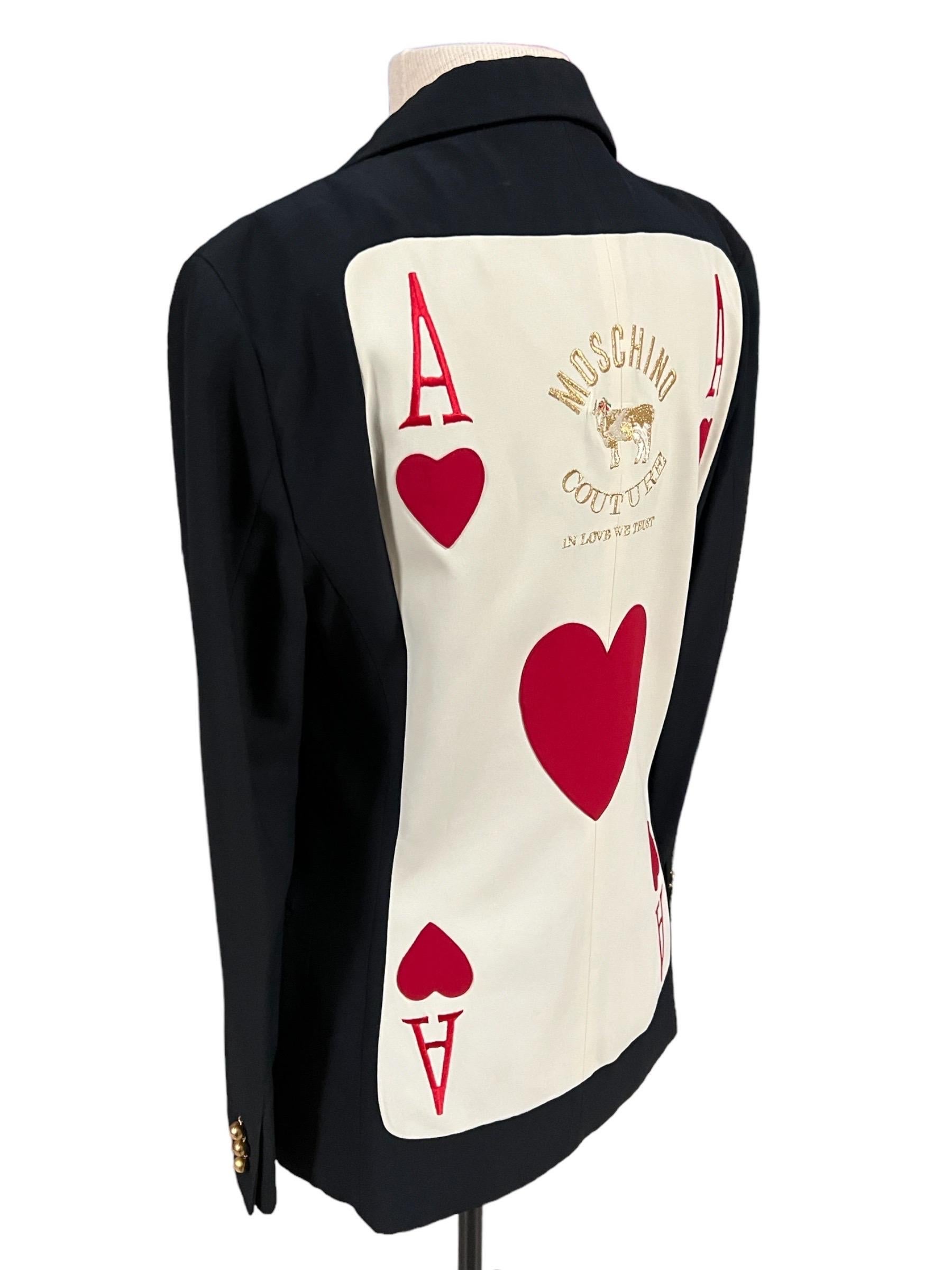 Women's 1989 Moschino Couture Vintage Playing Card Blazer