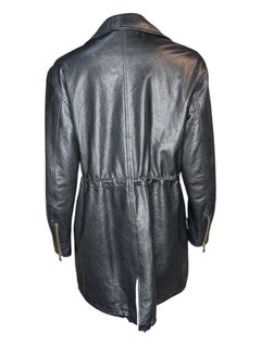 1989 Moschino Vintage Pebbled Leather Coat with Limited Edition Artwork Lining