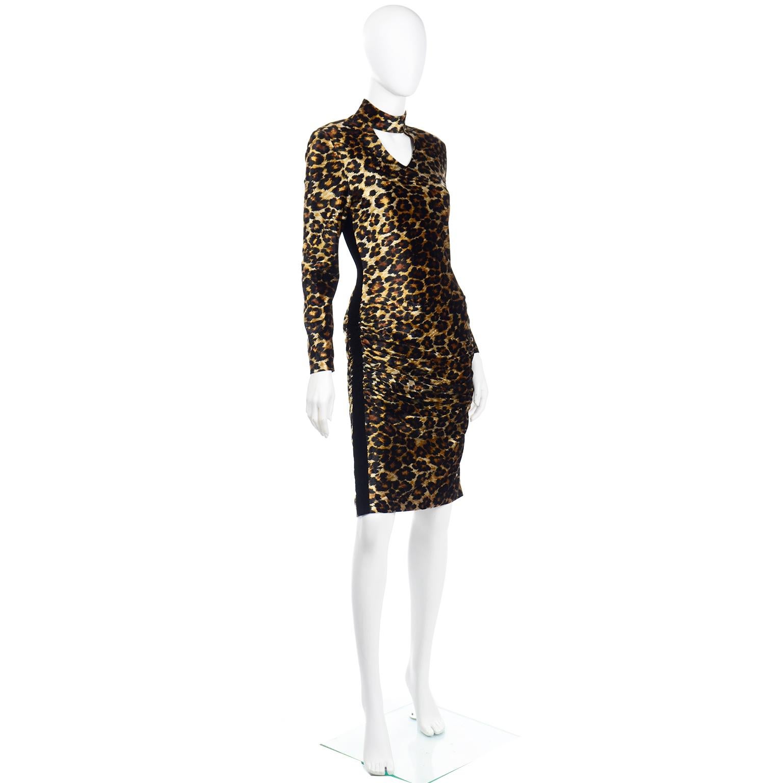 Fall Winter 1988/89 Patrick Kelly Vintage Leopard Print Bodycon Runway Dress In Excellent Condition For Sale In Portland, OR