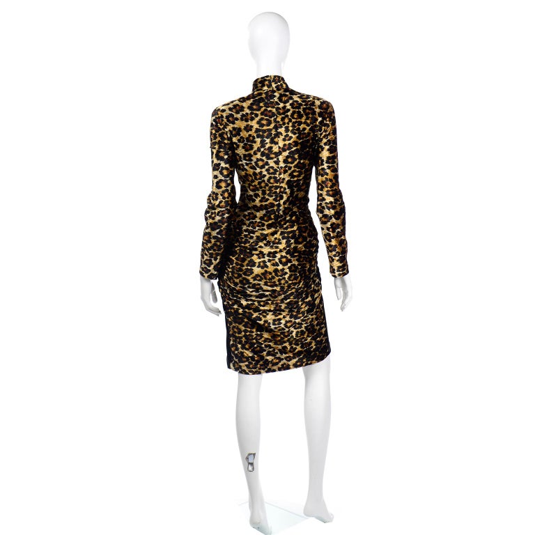 1989 Patrick Kelly Vintage Leopard Print Bodycon Dress In Excellent Condition For Sale In Portland, OR