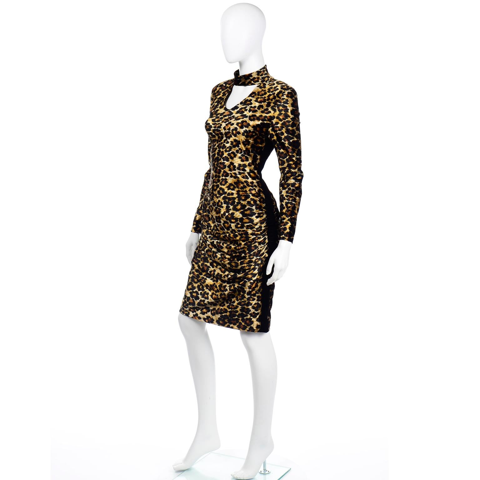 Fall Winter 1988/89 Patrick Kelly Vintage Leopard Print Bodycon Runway Dress For Sale 1
