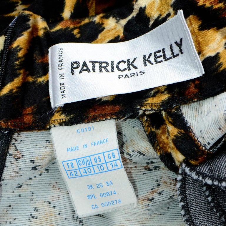 1989 Patrick Kelly Vintage Leopard Print Bodycon Dress For Sale 3