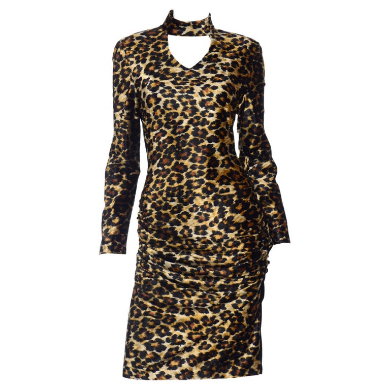 1989 Patrick Kelly Vintage Leopard Print Bodycon Dress For Sale