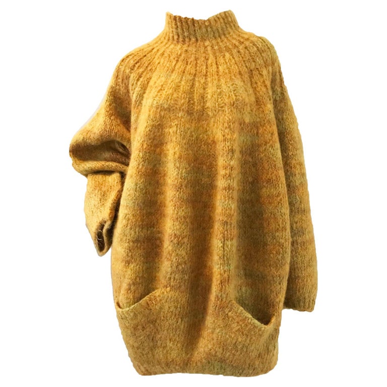 1989 Perry Ellis by Marc Jacobs oversized mustard sweater For Sale