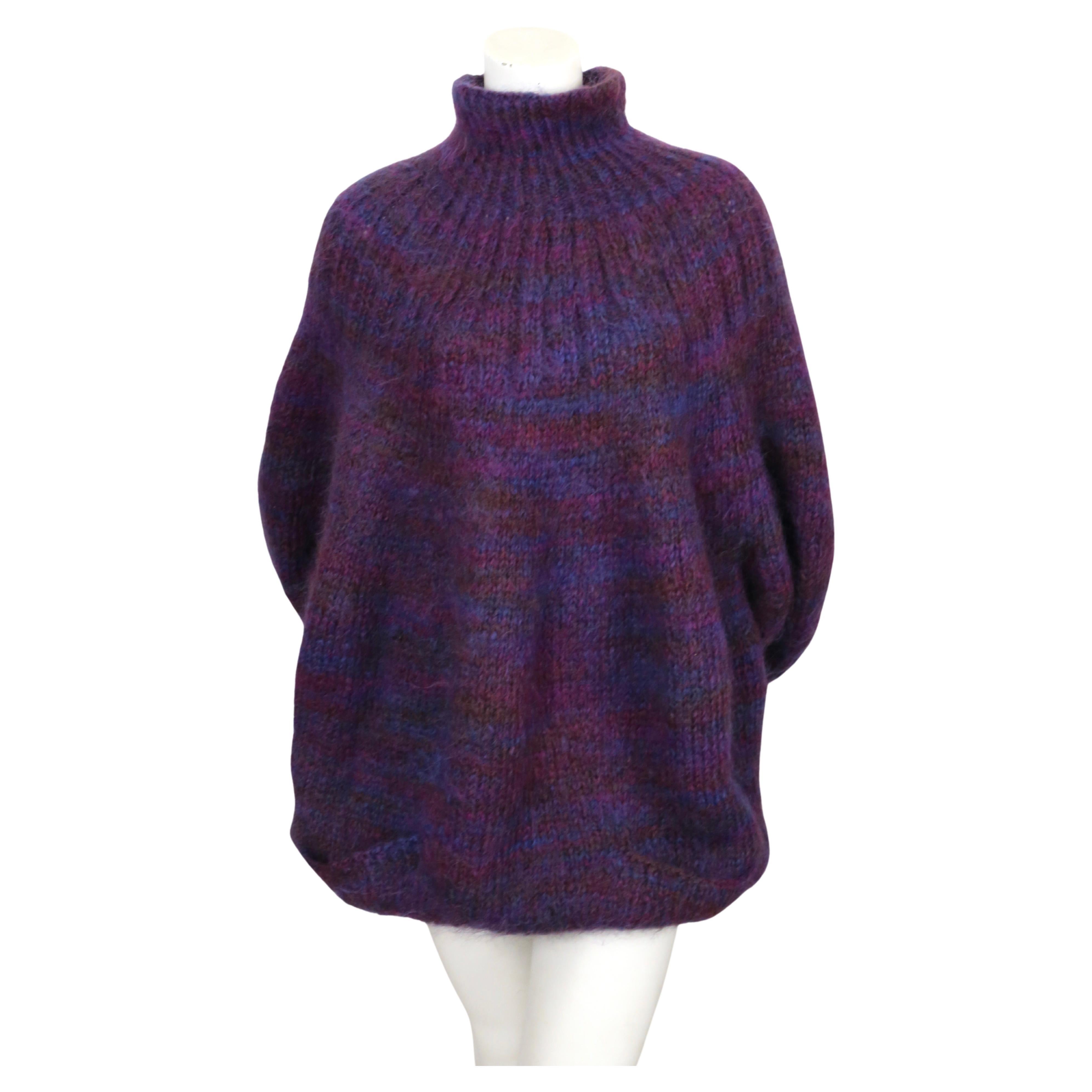 1989 PERRY ELLIS by MARC JACOBS oversized purple handknit sweater dress In Good Condition In San Fransisco, CA
