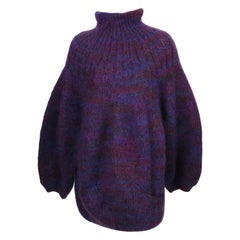 1989 PERRY ELLIS by MARC JACOBS übergroßes lila handgestricktes Pulloverkleid