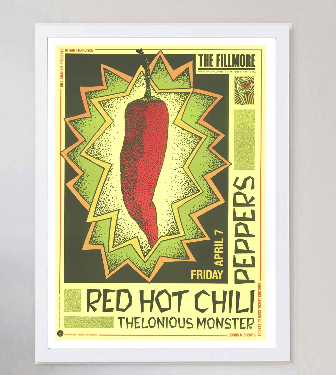 1989 Red Hot Chili Peppers - The Fillmore Original Vintage Poster In Good Condition For Sale In Winchester, GB