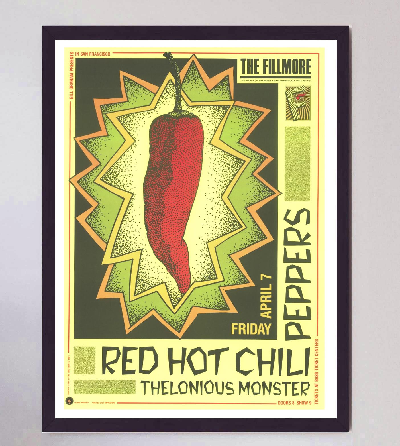 Late 20th Century 1989 Red Hot Chili Peppers - The Fillmore Original Vintage Poster For Sale