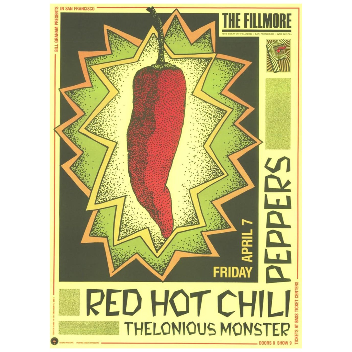 1989 Red Hot Chili Peppers - The Fillmore Poster originale d'epoca in vendita