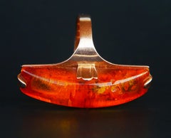 1989 Ring natural Amber solid 14K Gold ØUS8 / 4.5 gr