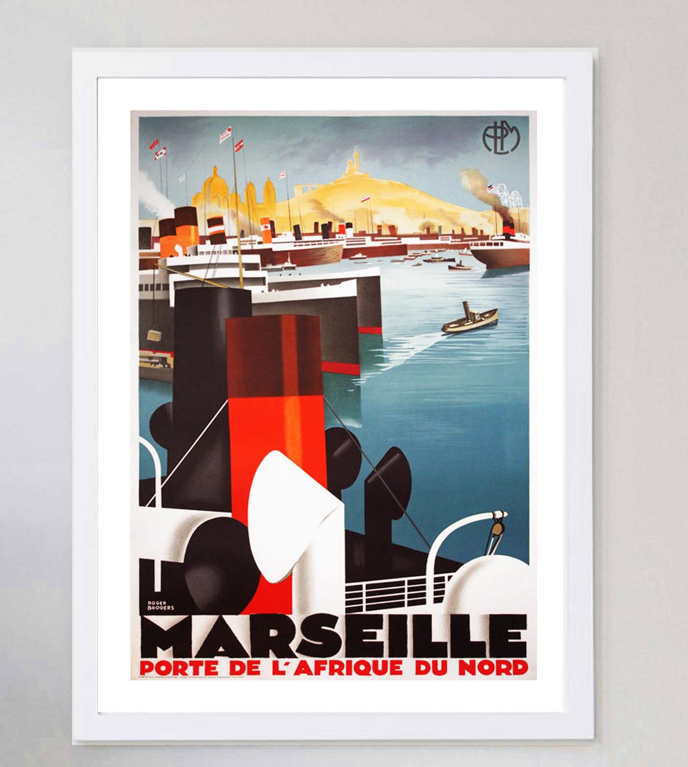 Fin du 20e siècle Roger Broders - Marseille - Affiche vintage originale de 1989 en vente