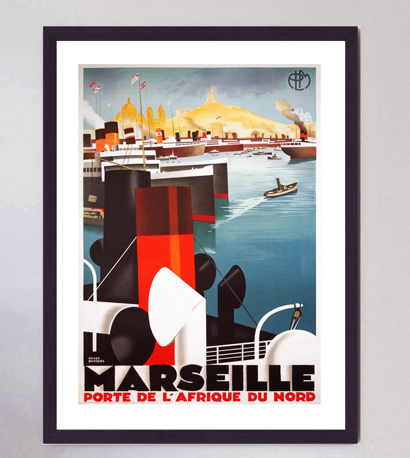 Papier Roger Broders - Marseille - Affiche vintage originale de 1989 en vente