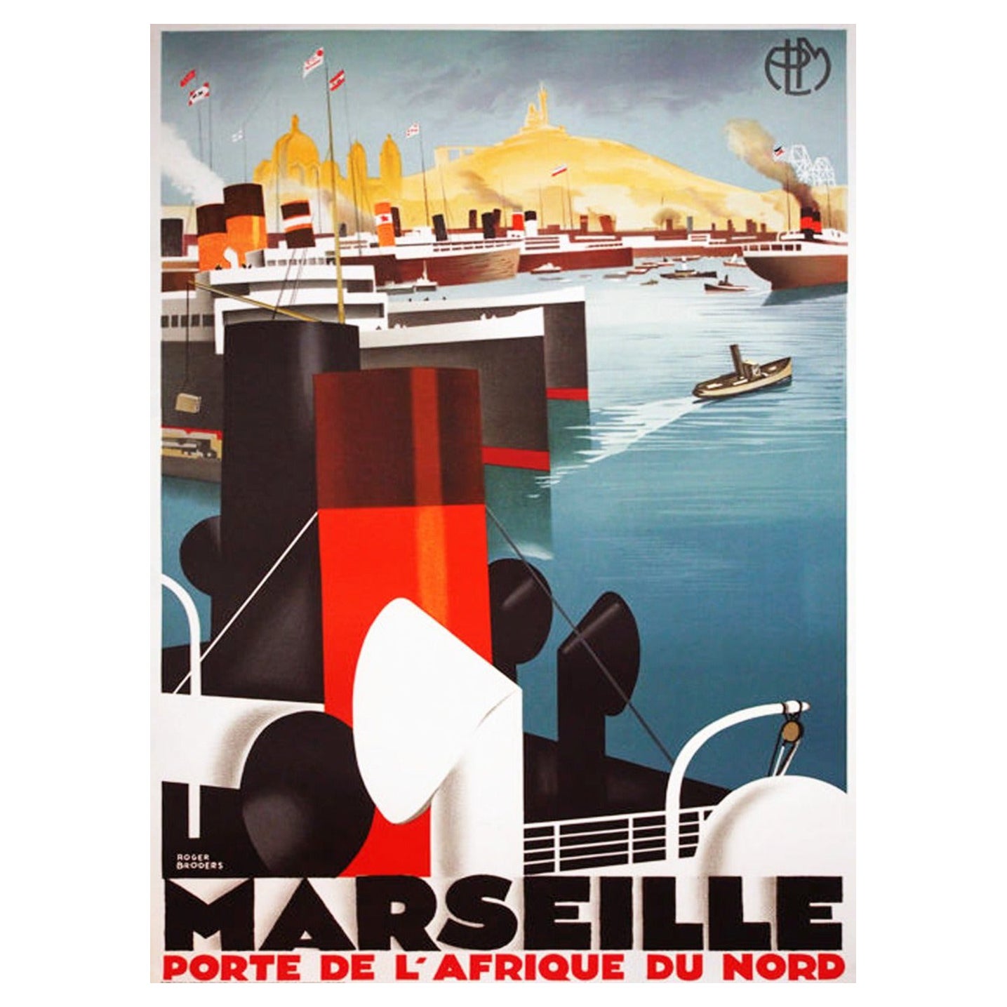 1989 Roger Broders – Marseille, Original-Vintage-Poster im Angebot