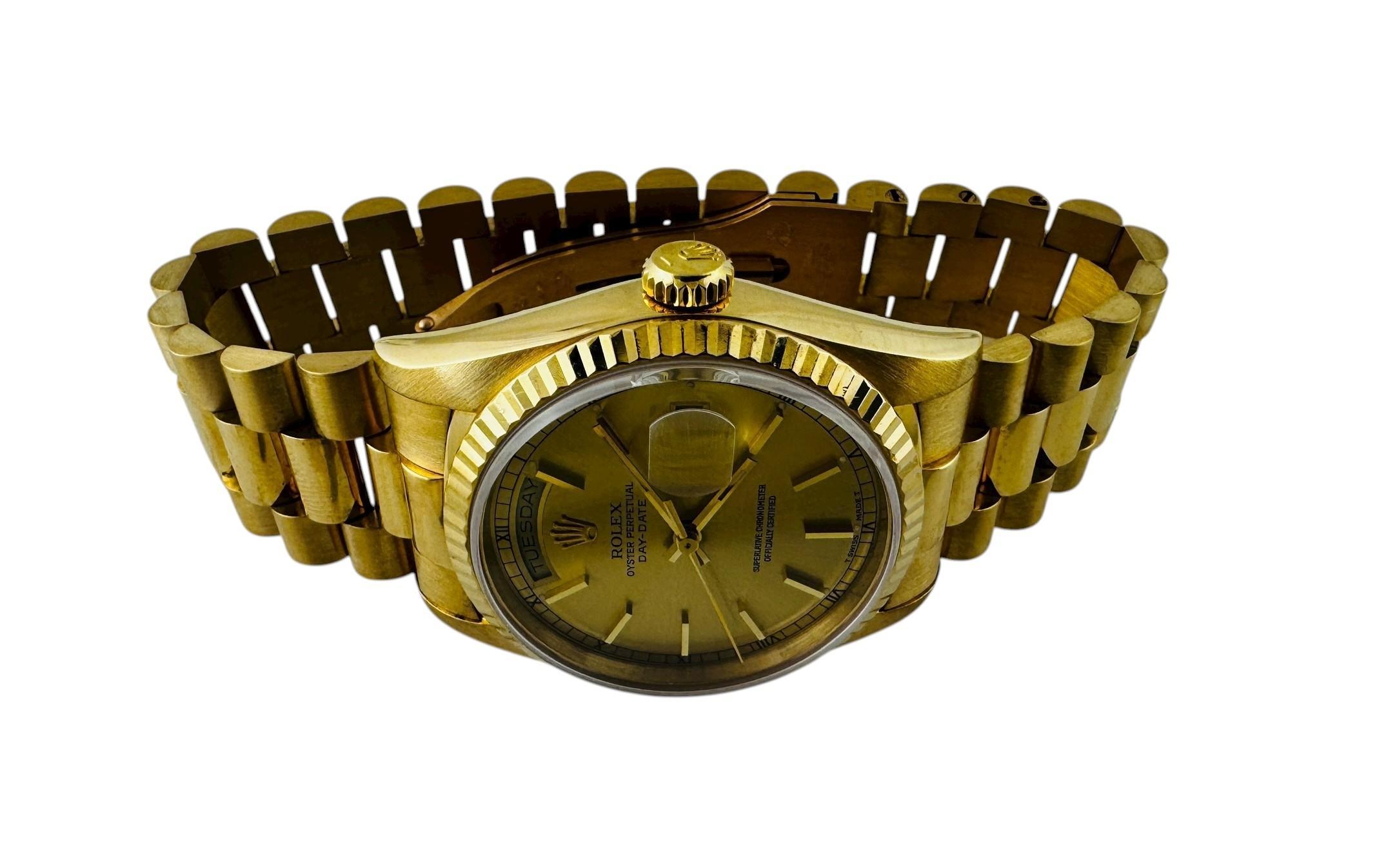 1989 Reloj de caballero Rolex President Day Date 18238 de oro amarillo de 18 quilates #23710 en venta 6