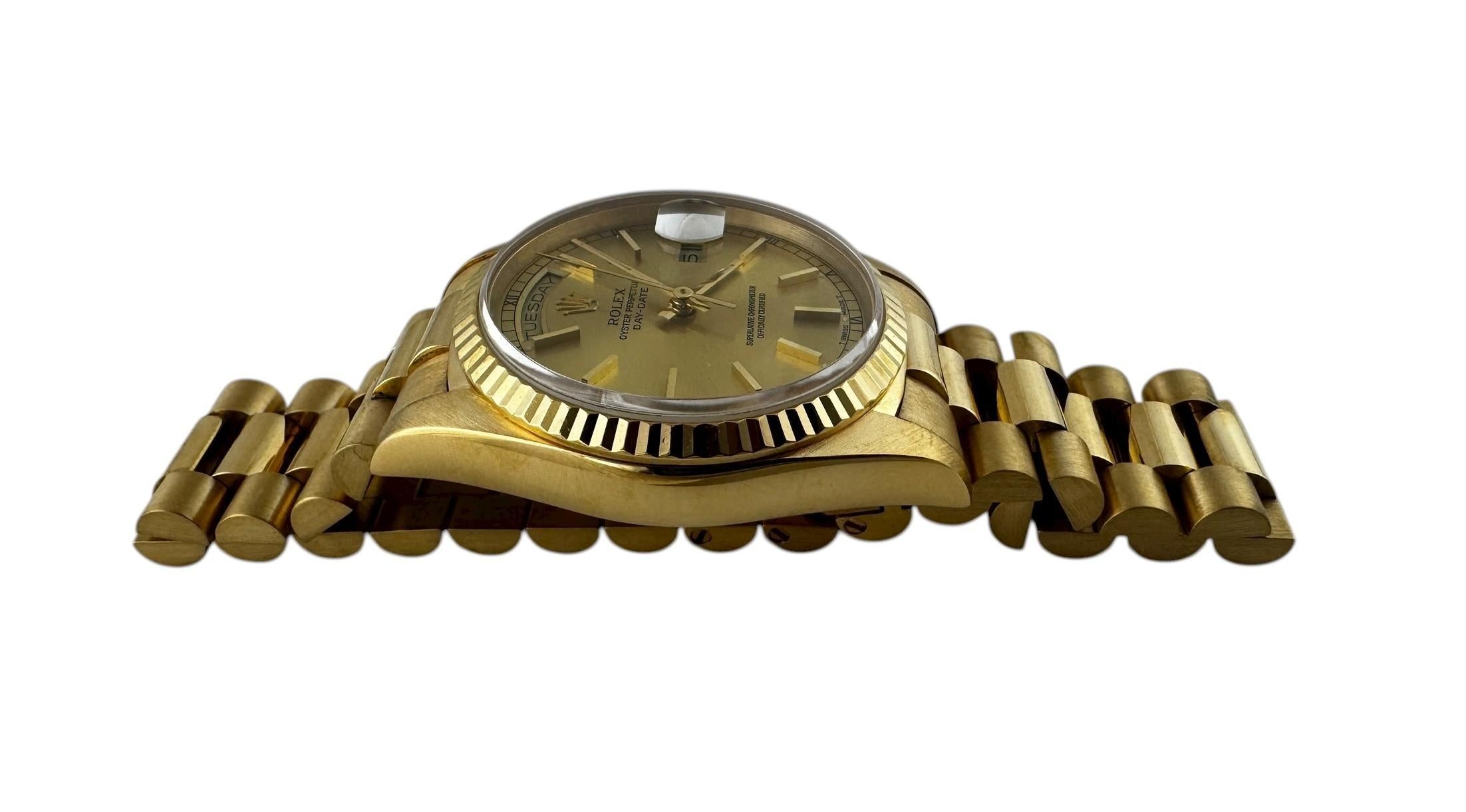 1989 Reloj de caballero Rolex President Day Date 18238 de oro amarillo de 18 quilates #23710 Contemporáneo en venta