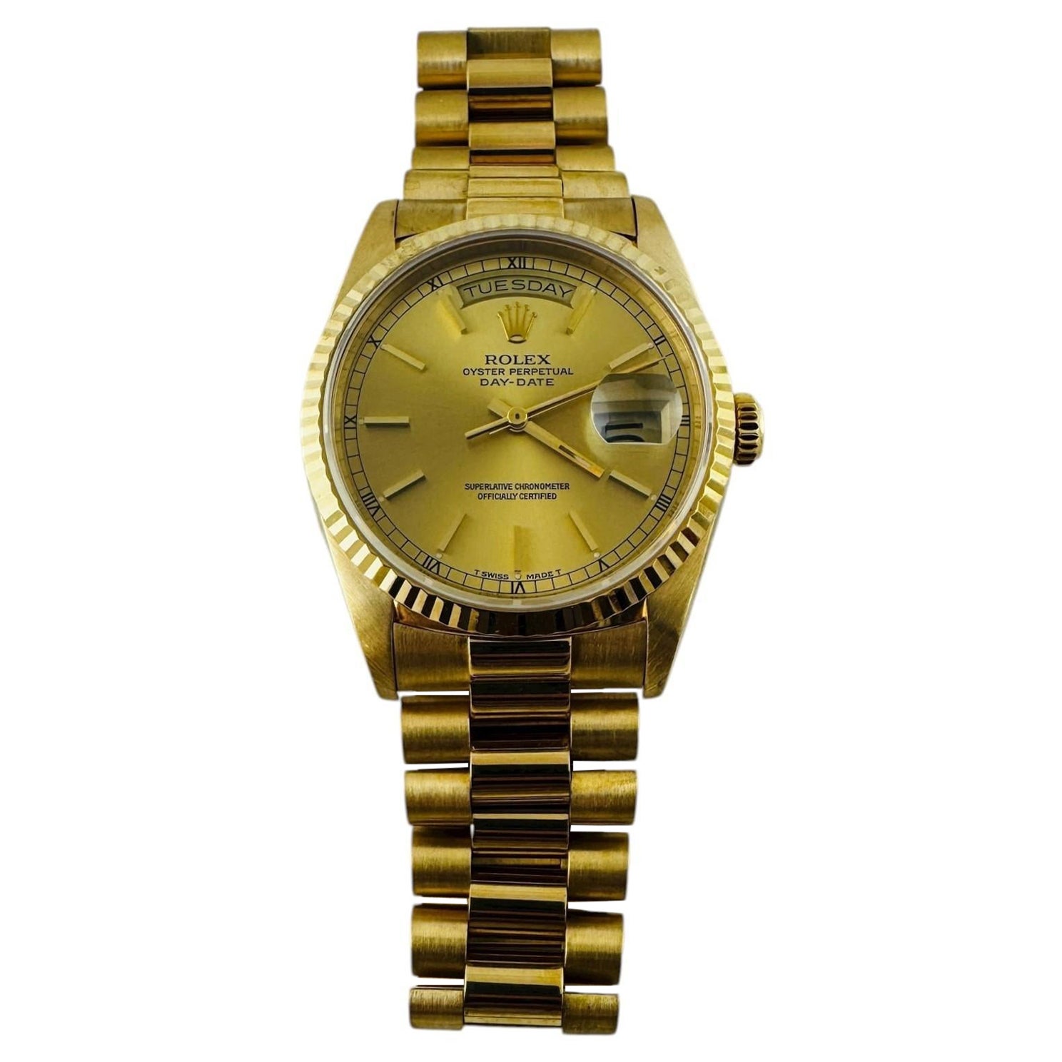 1989 Rolex 18K Yellow Gold President Day Date 18238 Men's Watch #23710 For Sale