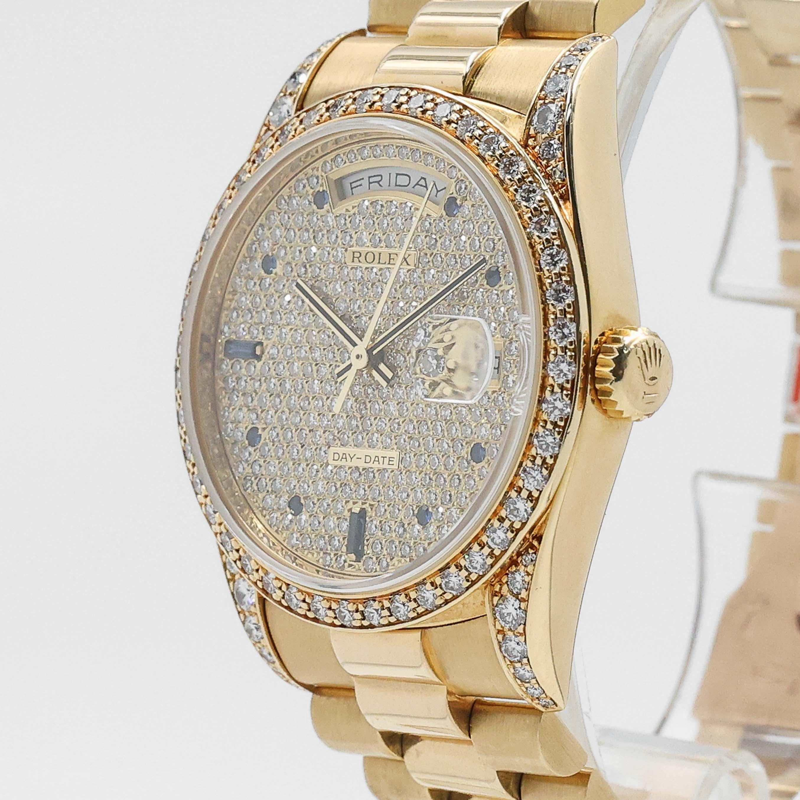 1989 Rolex Day Date Pavee Dial With Sapphires Ref. 18388 For Sale 1