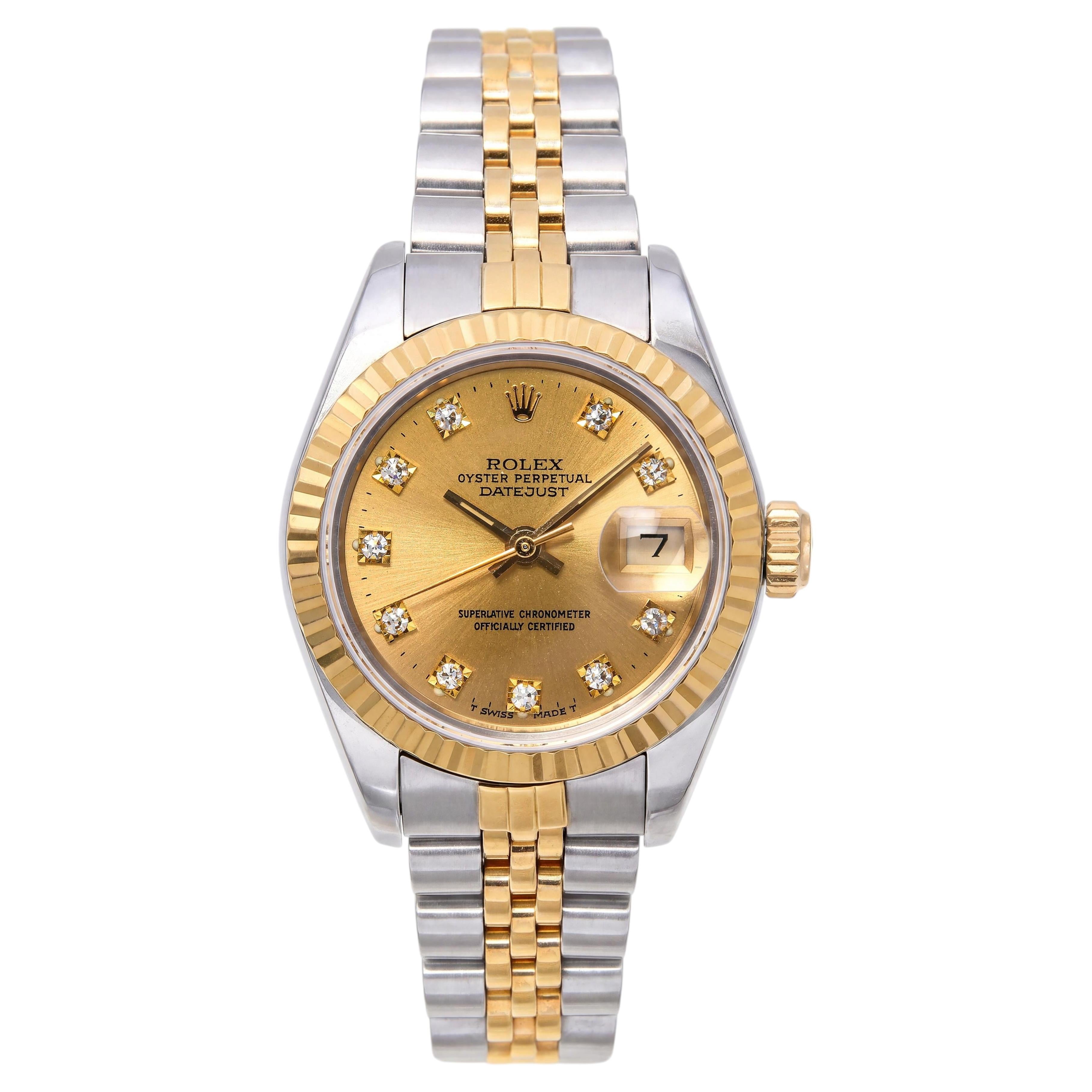 1989 Rolex Two-Tone-Datejust-Damenuhr mit Diamantzifferblatt und Automatikwerk, Ref. 69173