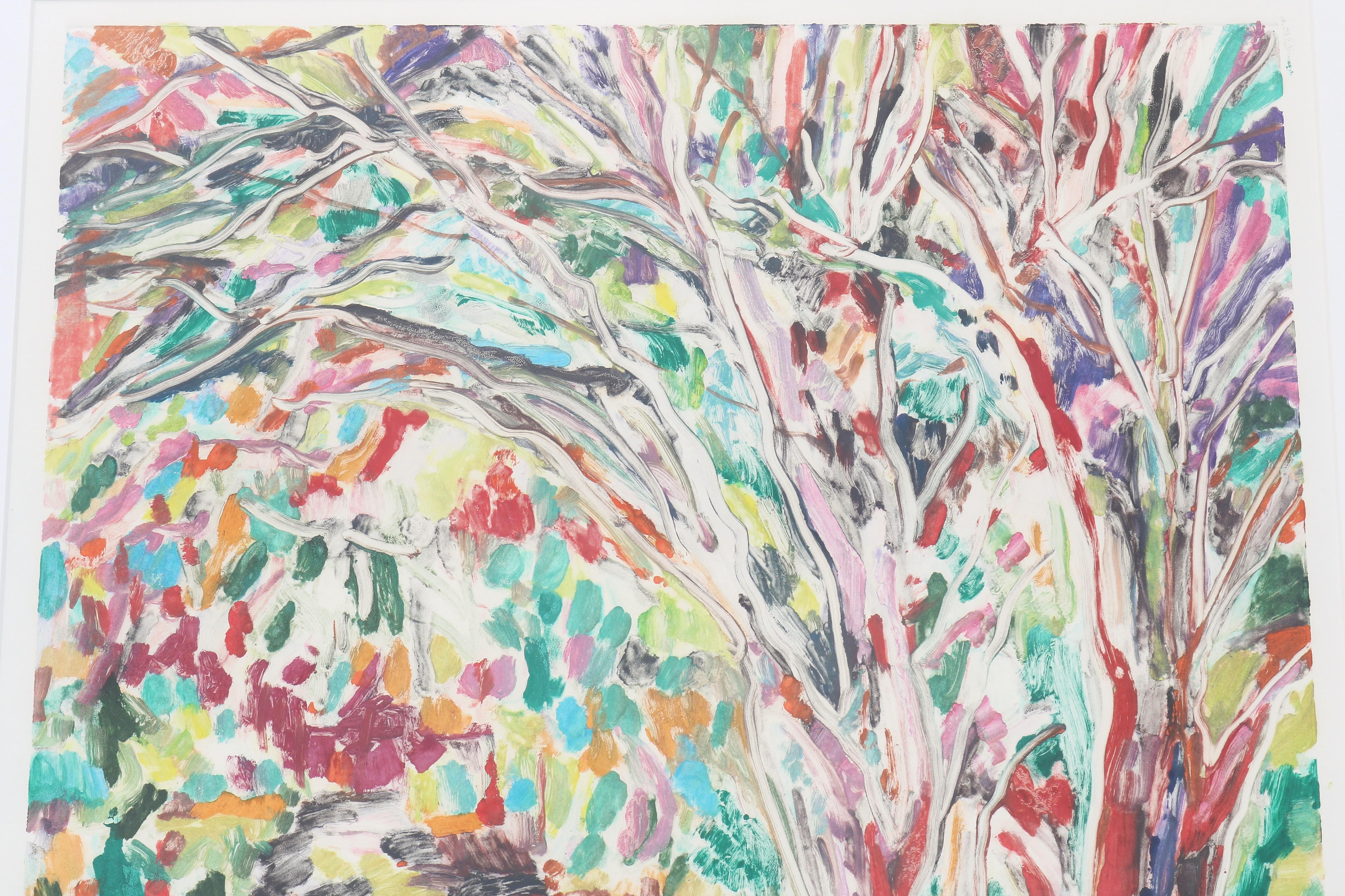 1989 Sally Brody Sendero Púrpura Tintas al agua Pintura monotipo Única en su género en venta 3