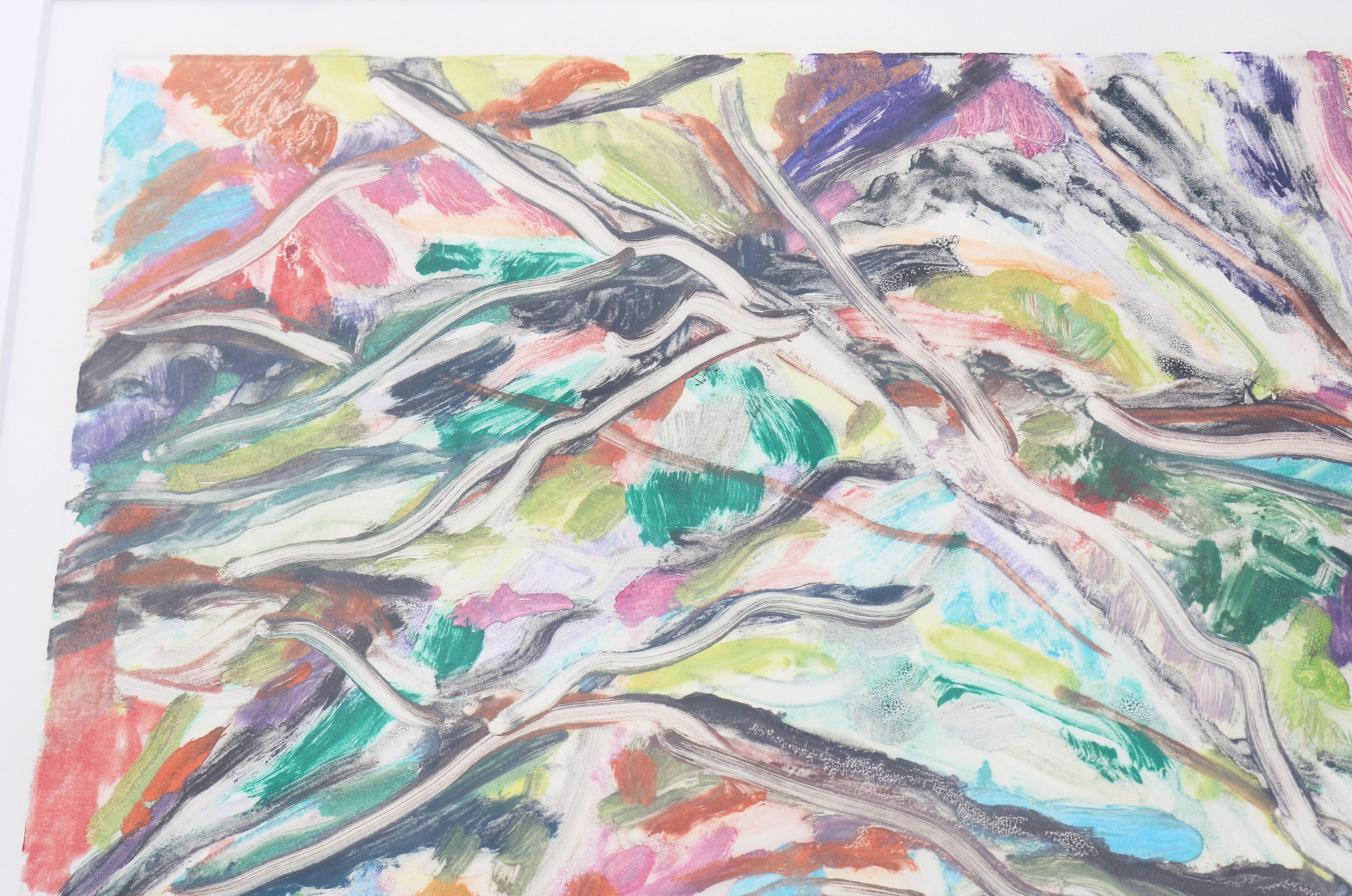1989 Sally Brody Sendero Púrpura Tintas al agua Pintura monotipo Única en su género en venta 4