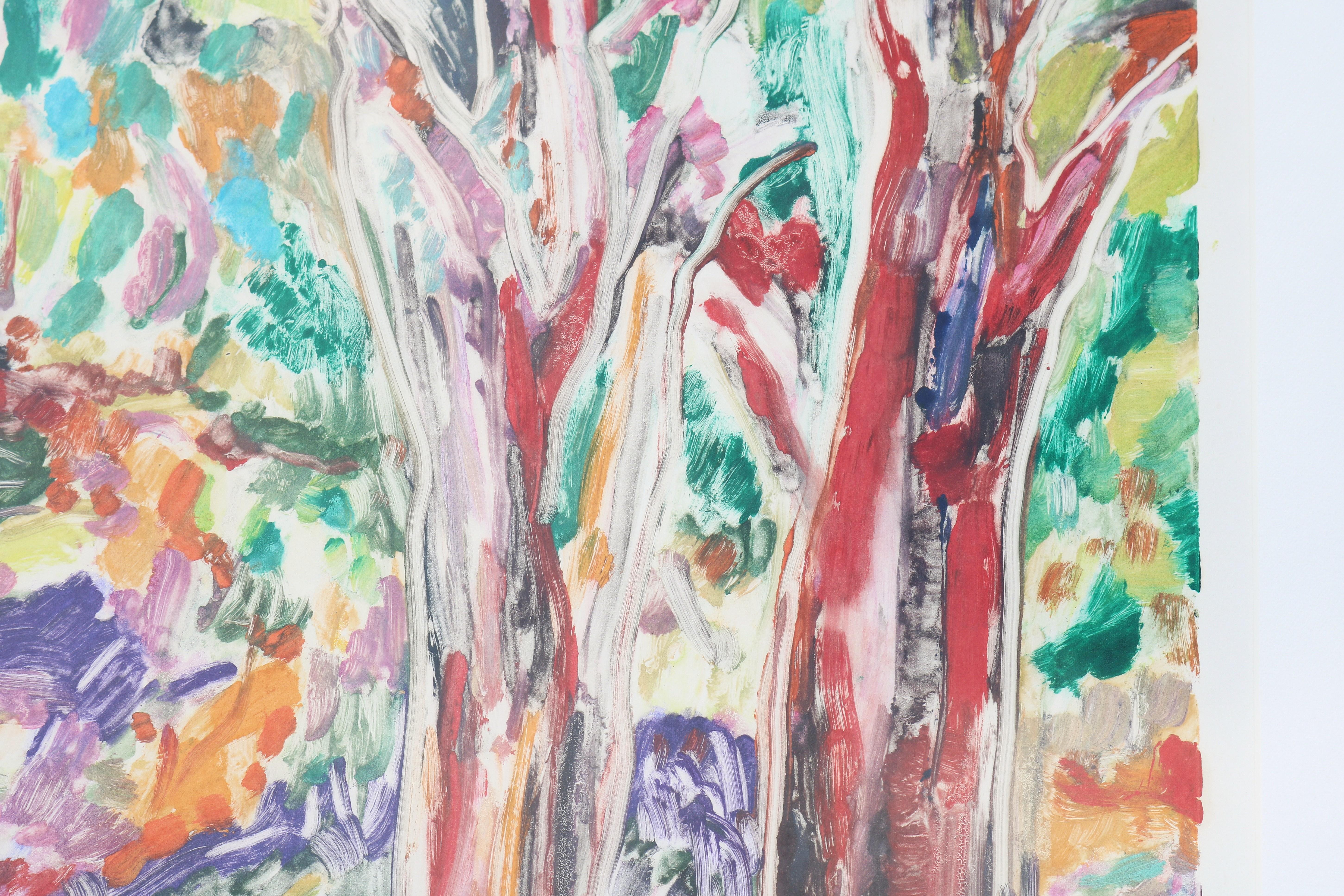 1989 Sally Brody Sendero Púrpura Tintas al agua Pintura monotipo Única en su género en venta 5