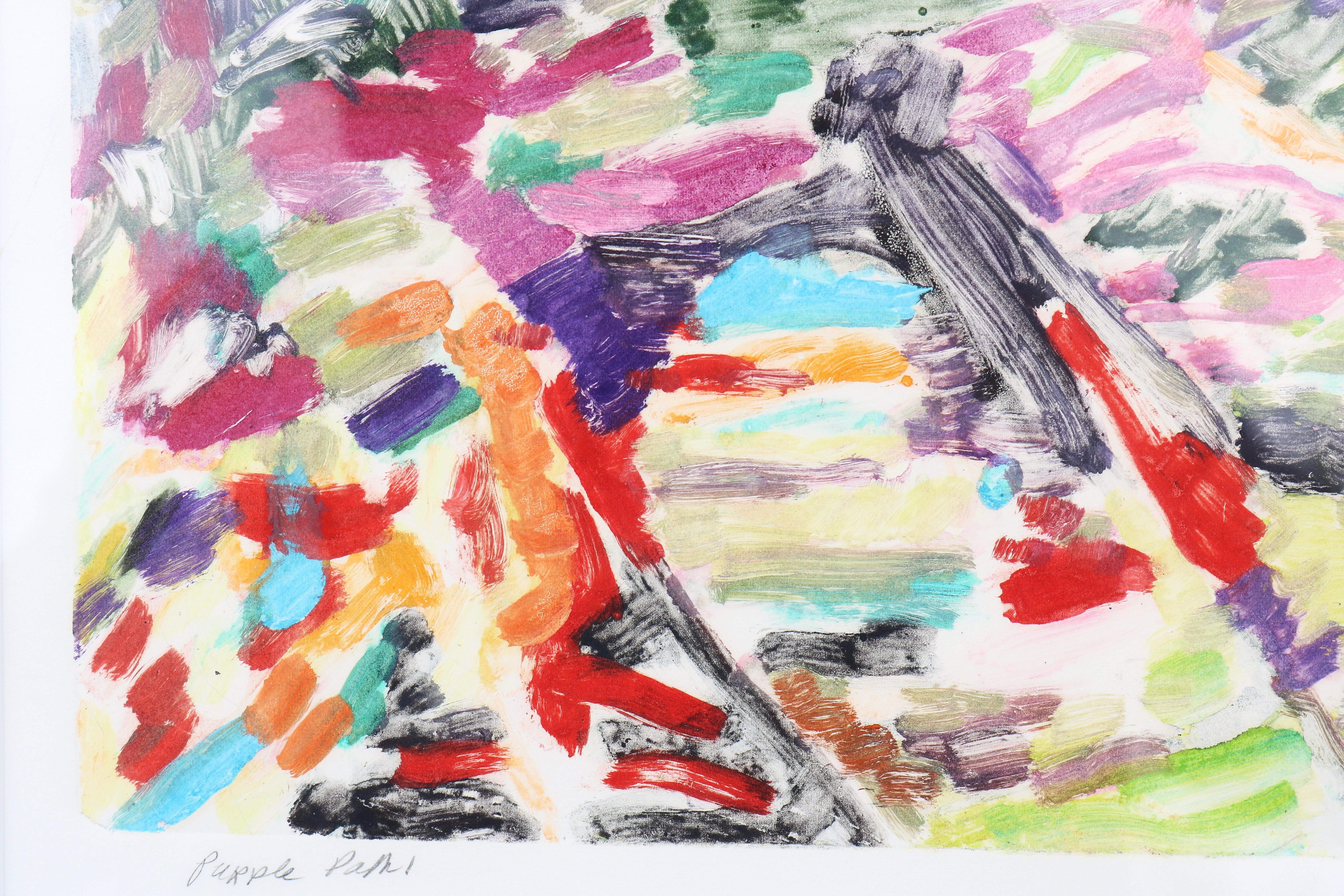1989 Sally Brody Sendero Púrpura Tintas al agua Pintura monotipo Única en su género en venta 6