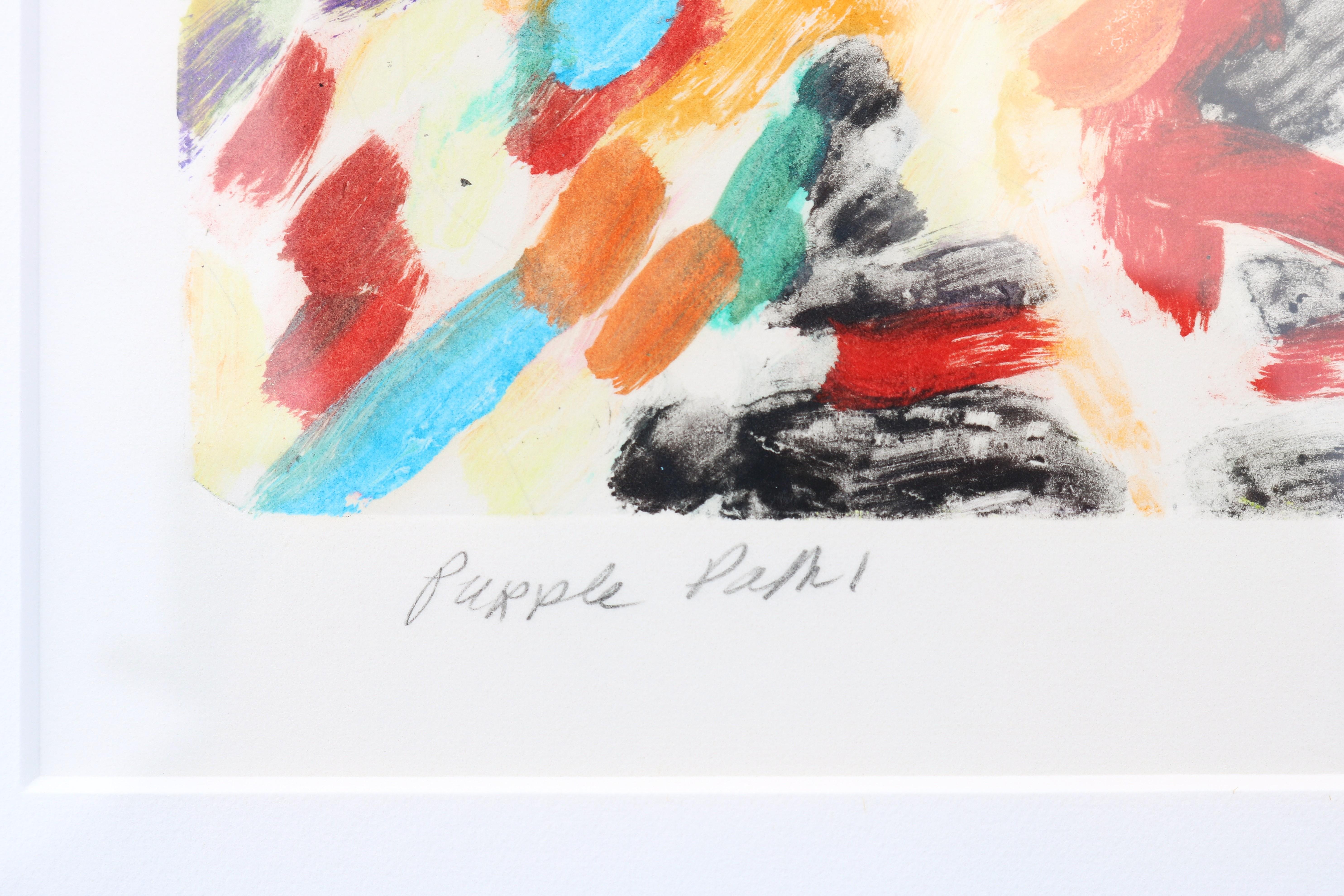 1989 Sally Brody Sendero Púrpura Tintas al agua Pintura monotipo Única en su género en venta 8