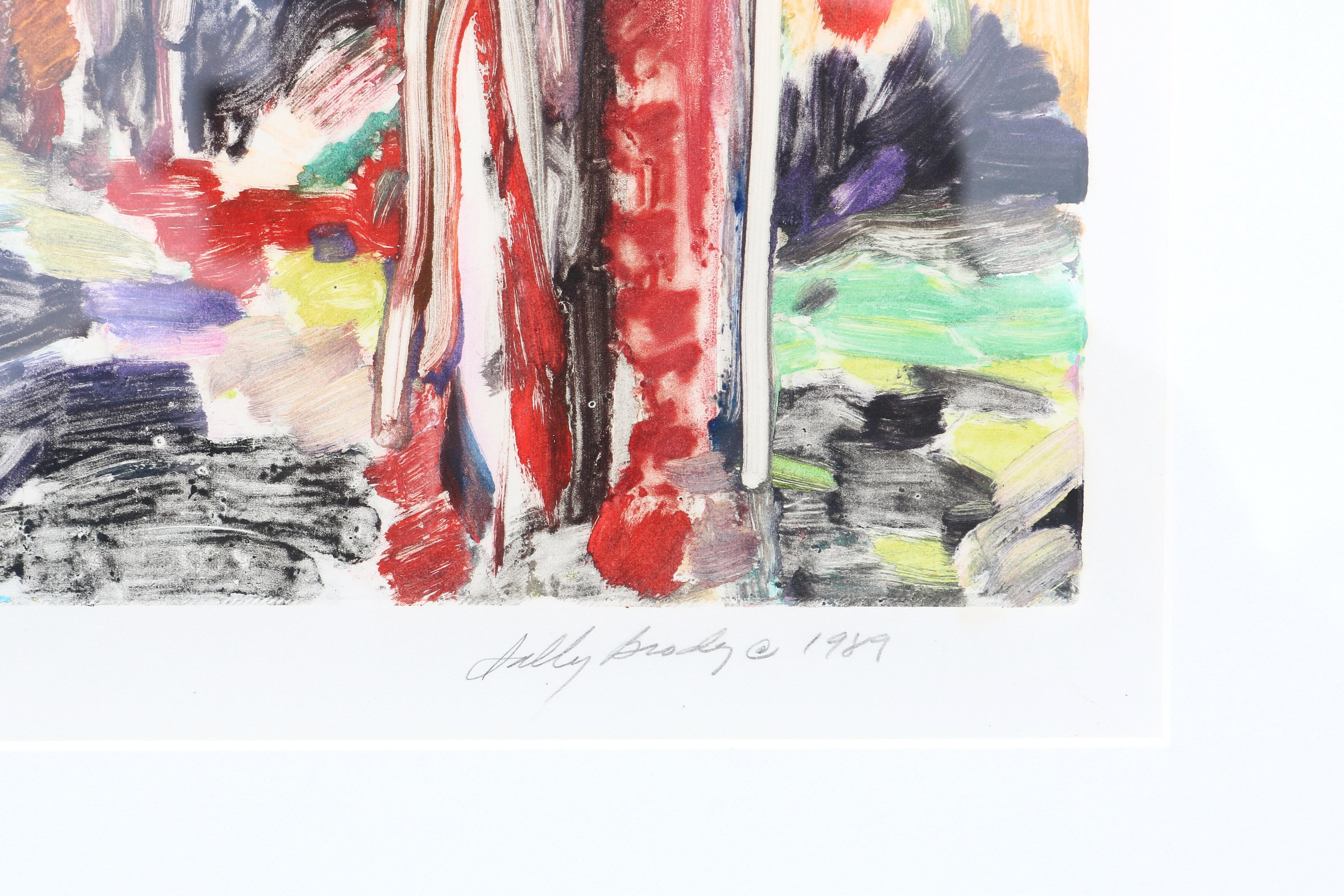 1989 Sally Brody Sendero Púrpura Tintas al agua Pintura monotipo Única en su género en venta 9