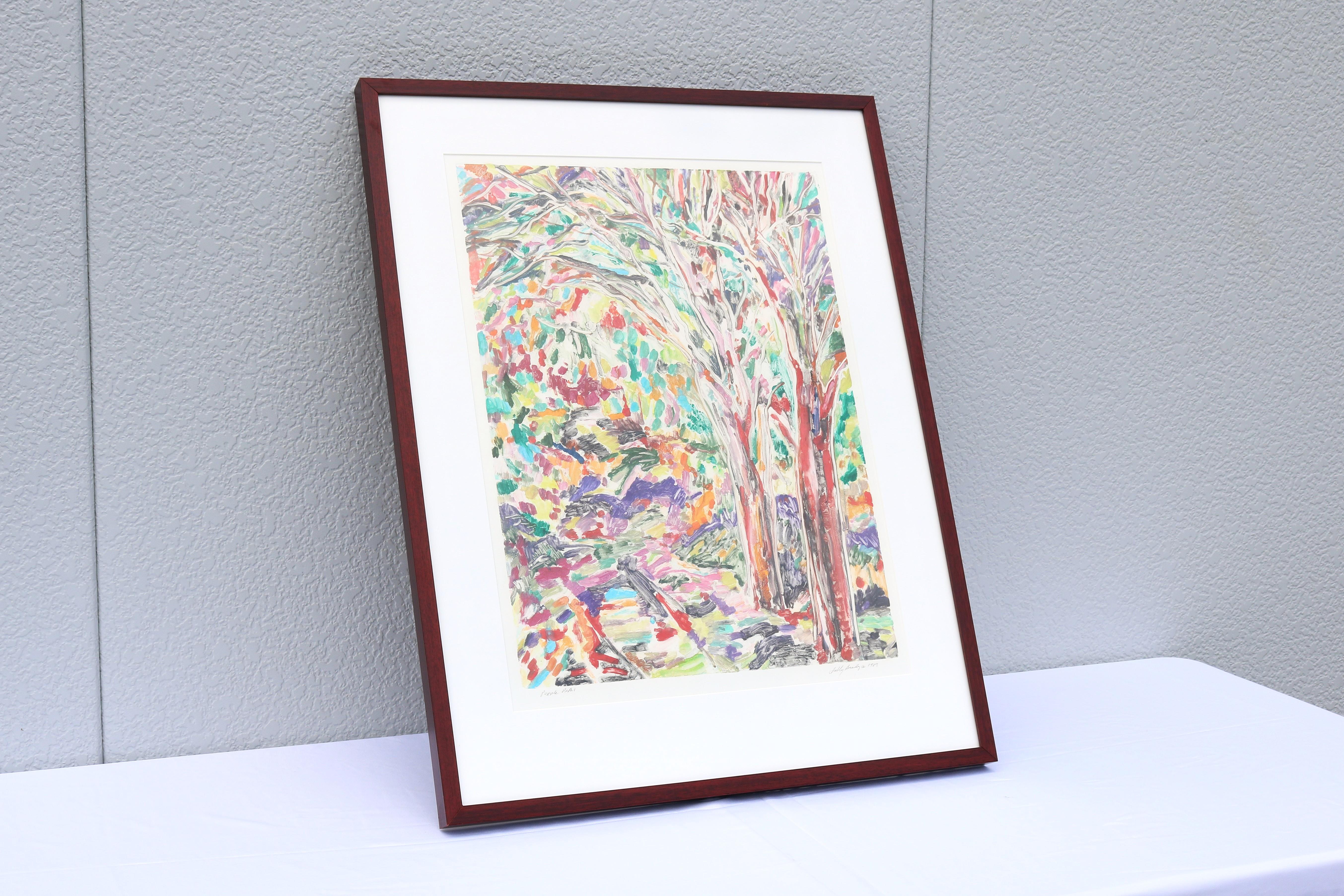 1989 Sally Brody Sendero Púrpura Tintas al agua Pintura monotipo Única en su género finales del siglo XX en venta