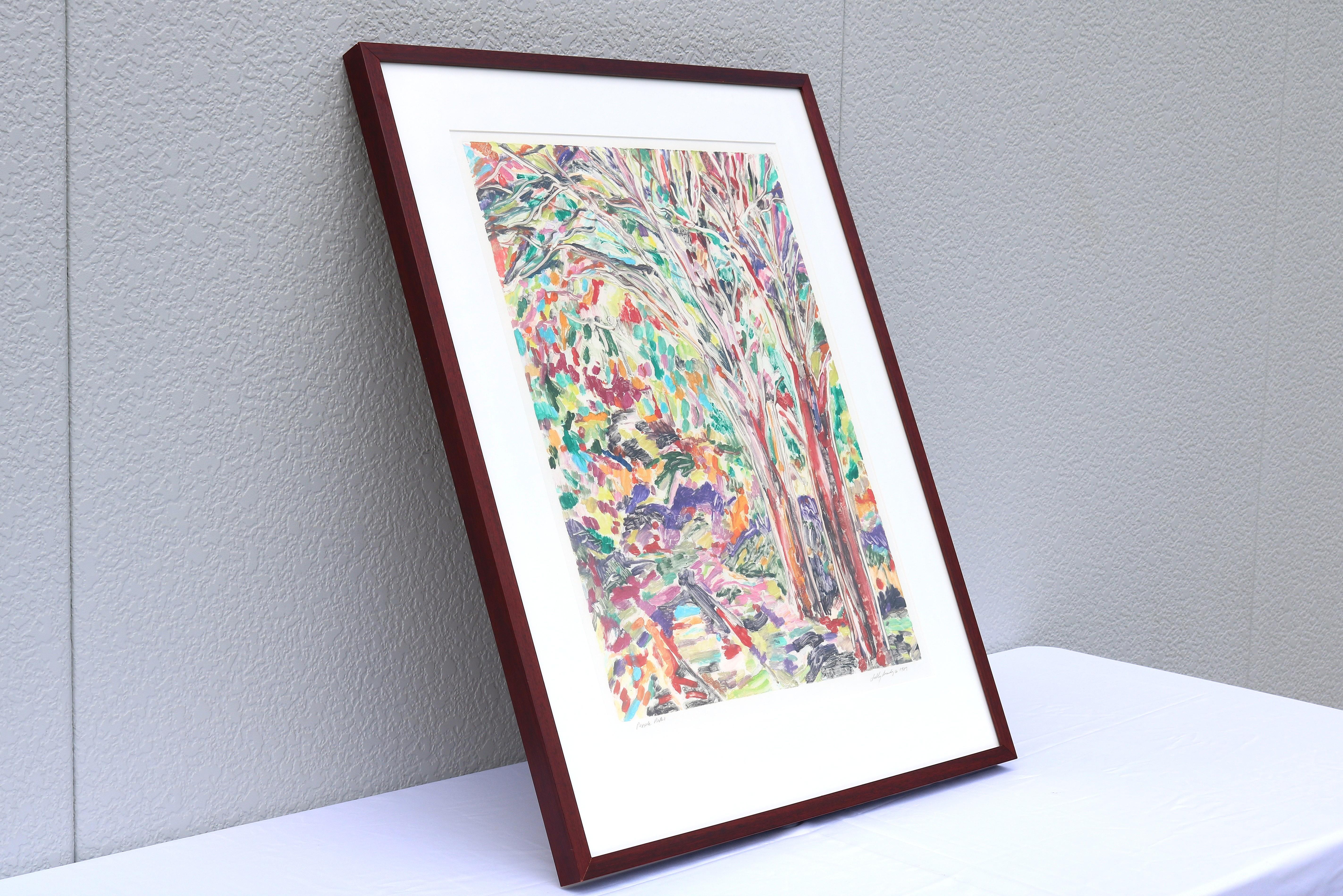 1989 Sally Brody Sendero Púrpura Tintas al agua Pintura monotipo Única en su género Plexiglás en venta