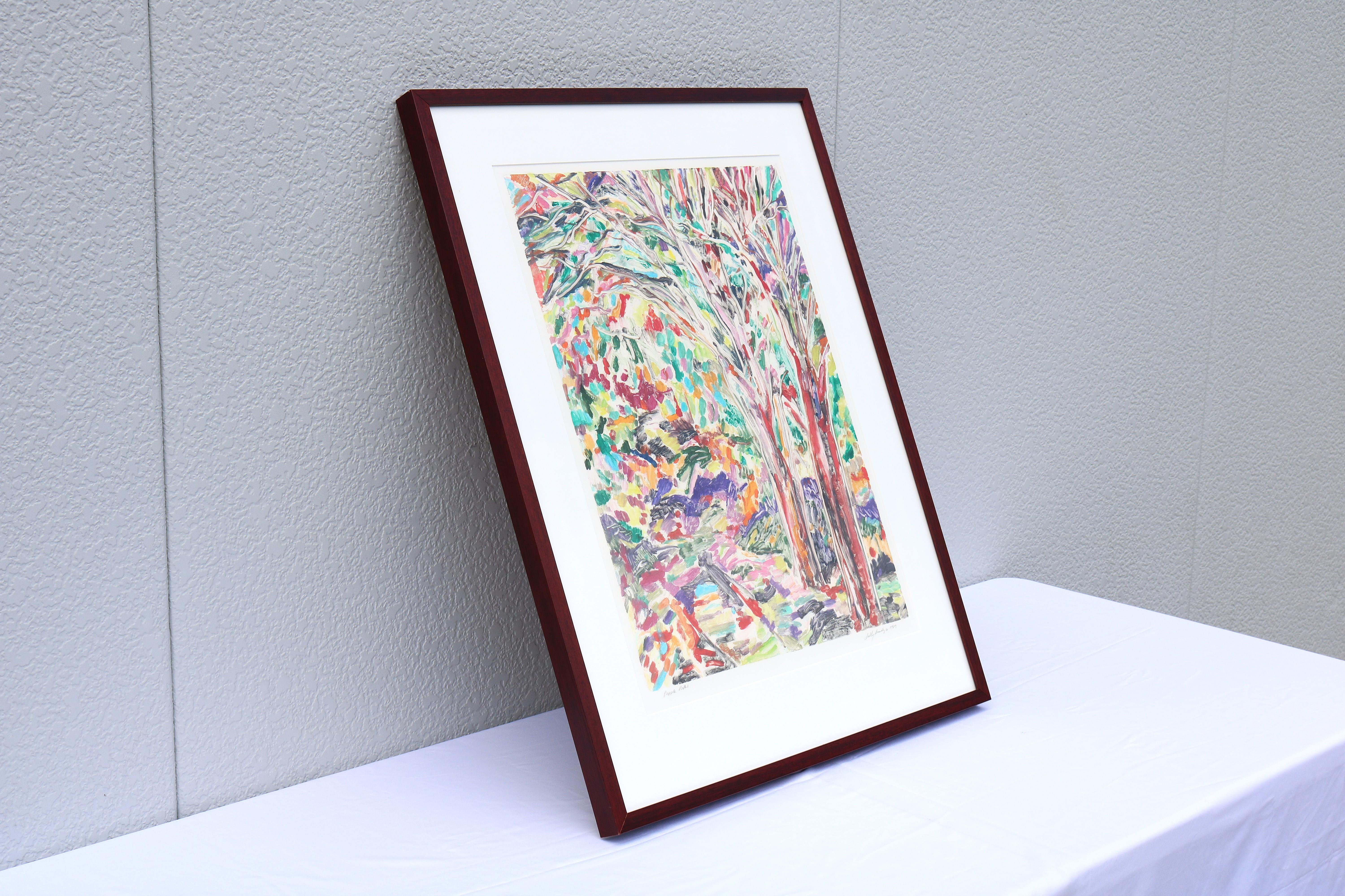 1989 Sally Brody Sendero Púrpura Tintas al agua Pintura monotipo Única en su género en venta 1