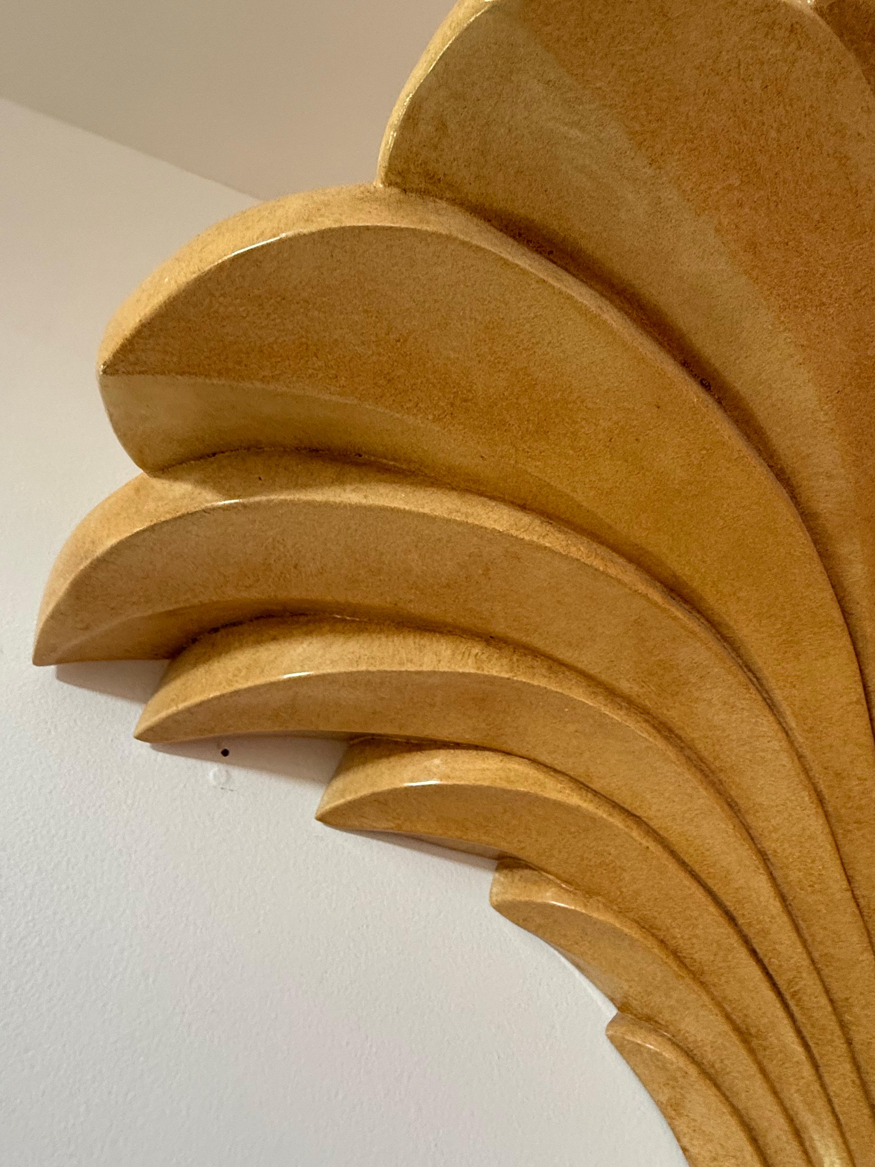 1989 Serge Roche style Palm Wall Torchiere Floor Lamp In Good Condition For Sale In Staten Island, NY