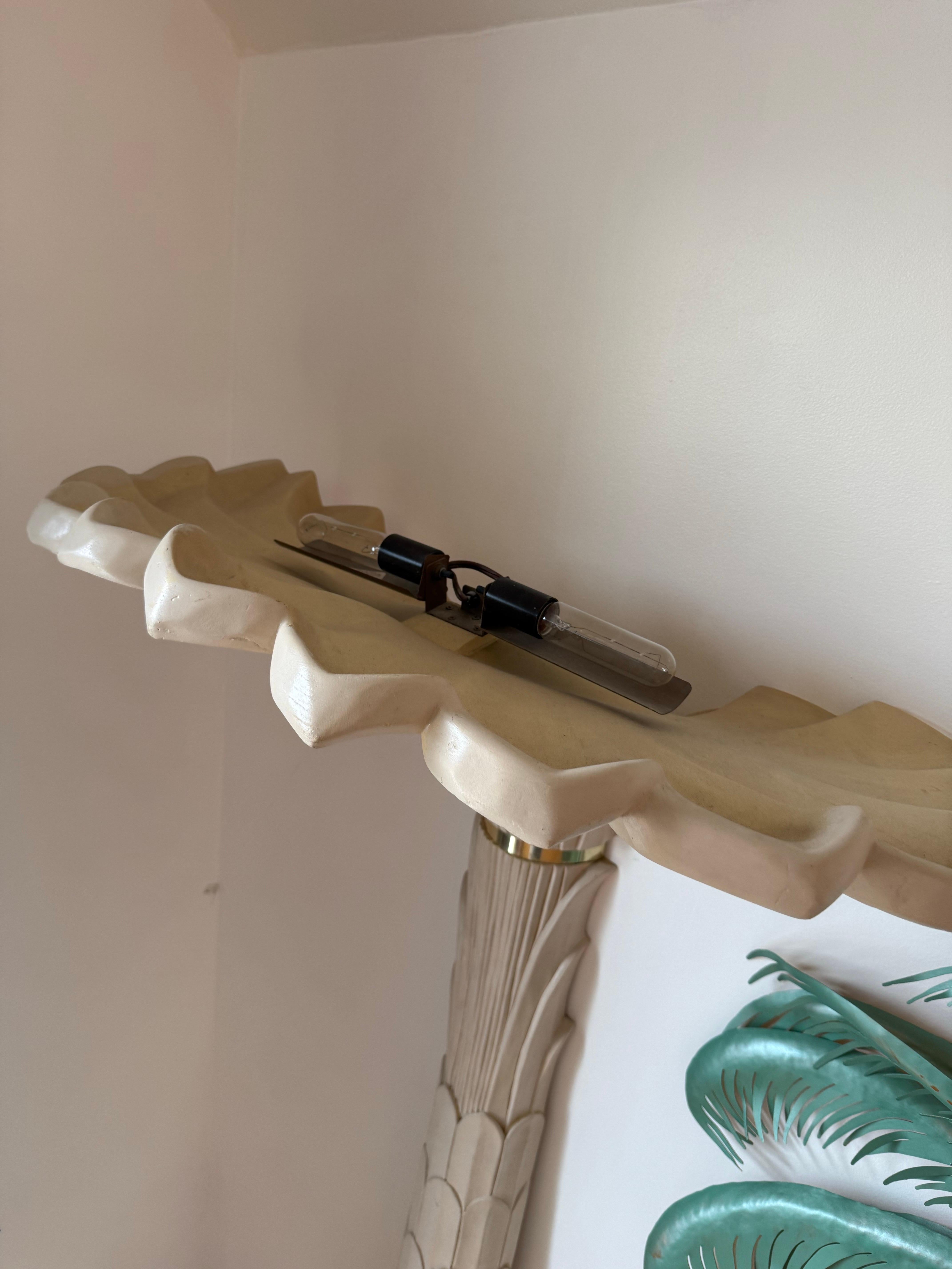 Late 20th Century 1989 Serge Roche style Palm Wall Torchiere Floor Lamp For Sale