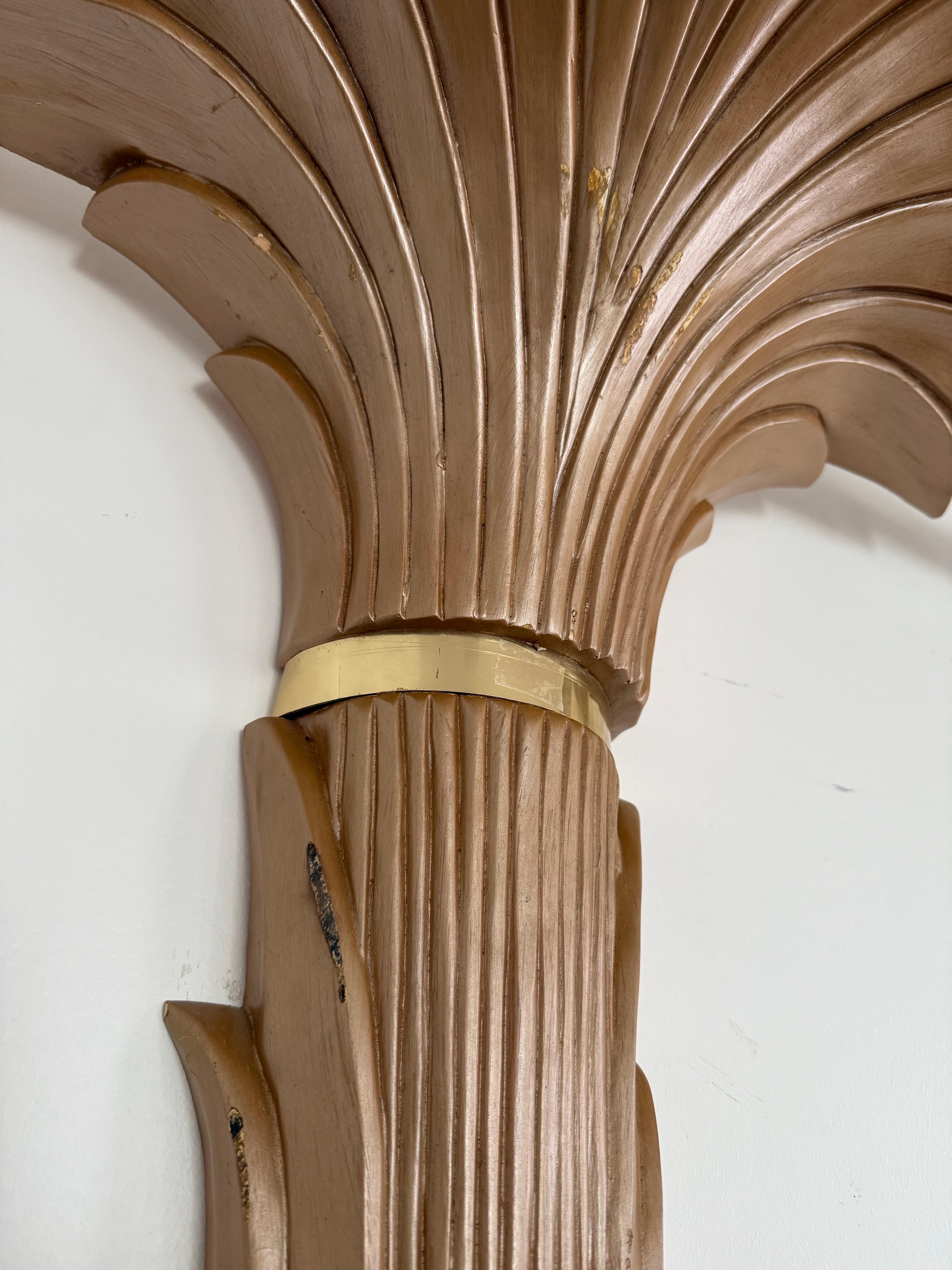 1989 Lampade da terra Torchiere a parete con palme in stile Serge Roche - Una coppia In condizioni buone in vendita a Staten Island, NY