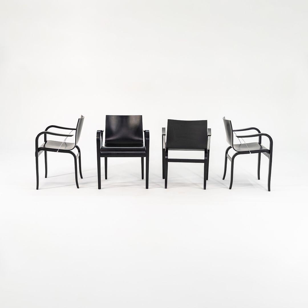 1989, 4er-Set Ginotta-Esszimmerstühle aus ebonisiertem Bugholz von Enrico Franzolini im Angebot 2