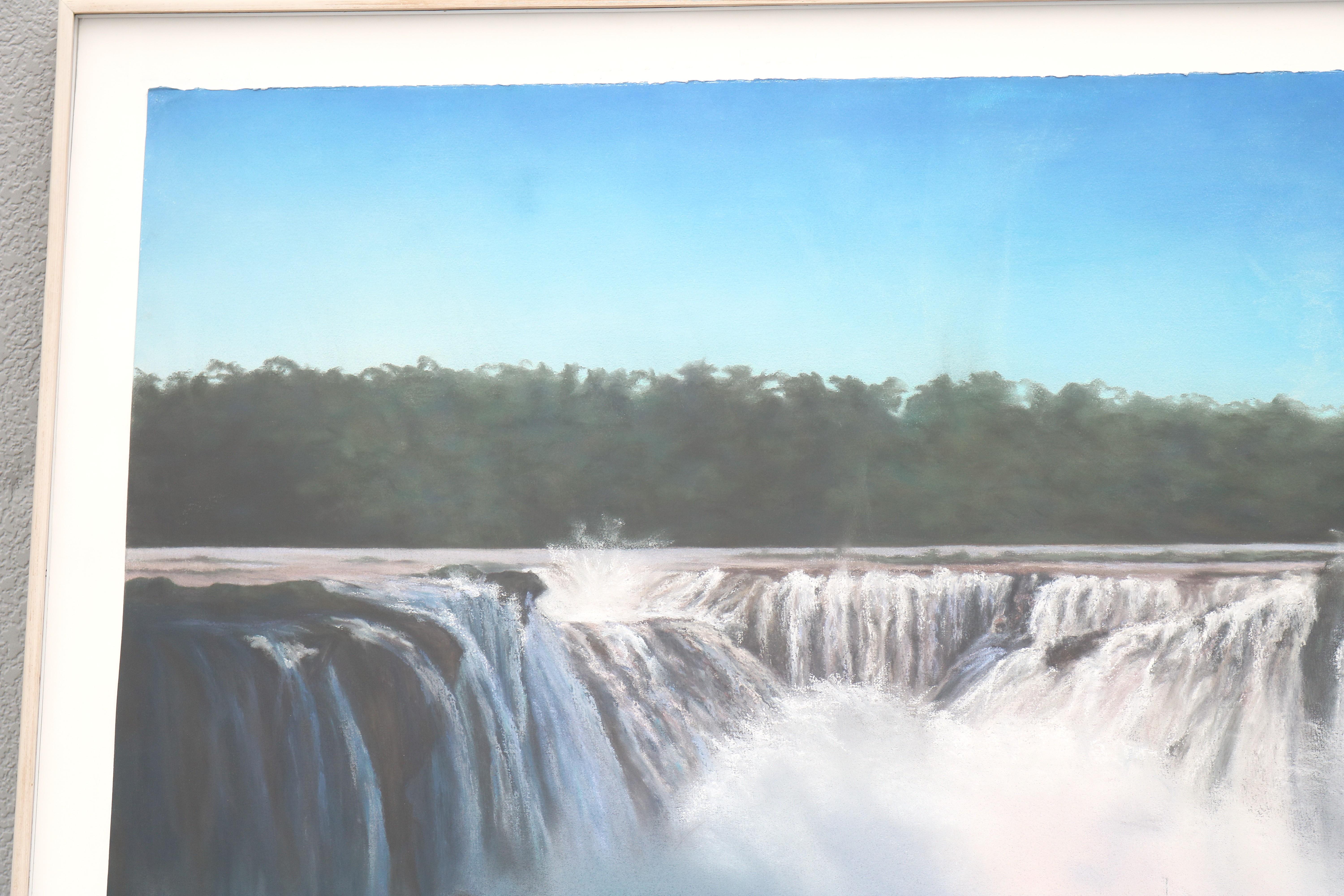 1989 Sharon Frazier Foz do Iguacu, Brasilien Wasserfälle Pastellmalerei Unikat im Angebot 2