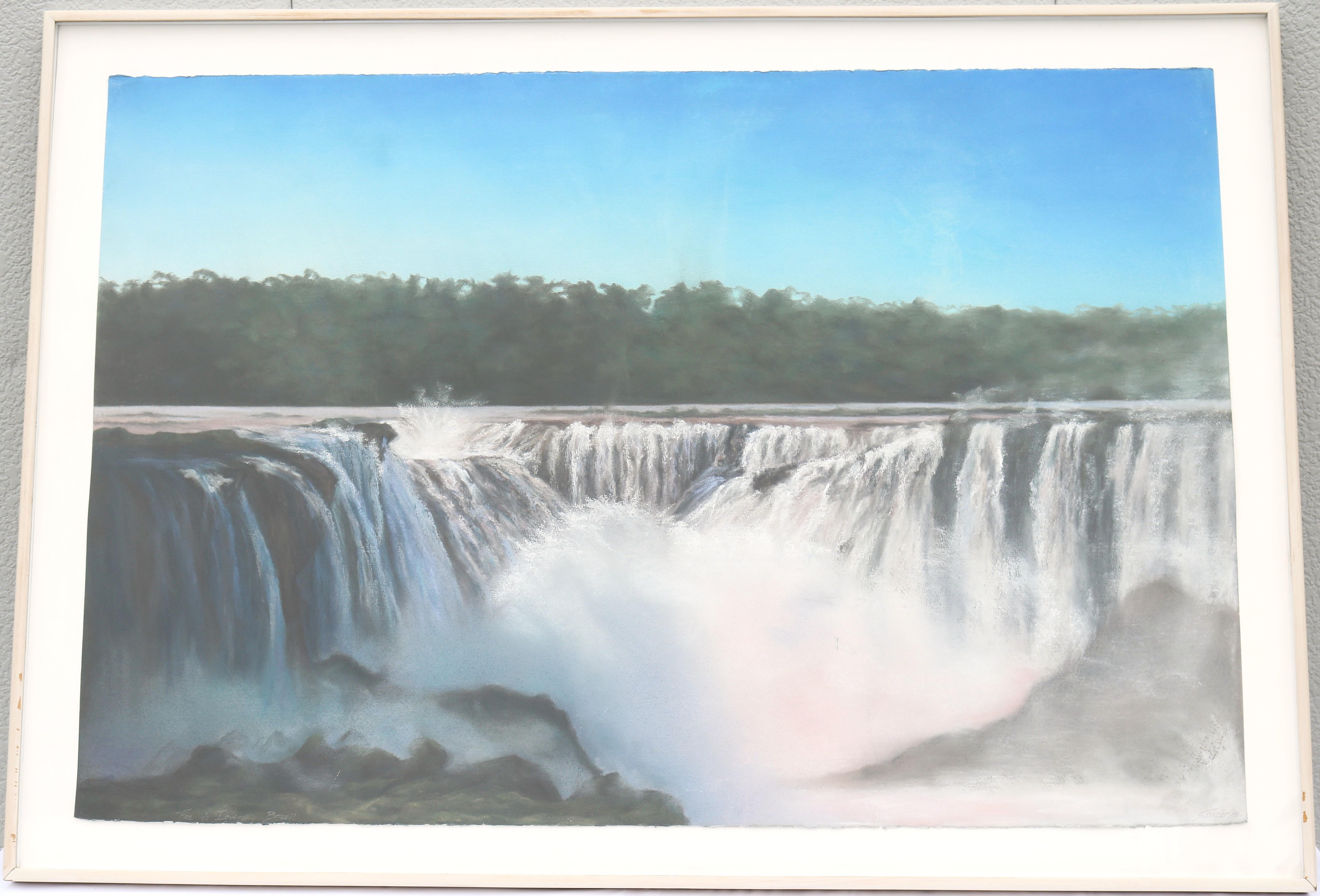 1989 Sharon Frazier Foz do Iguacu, Brasilien Wasserfälle Pastellmalerei Unikat (Moderne) im Angebot