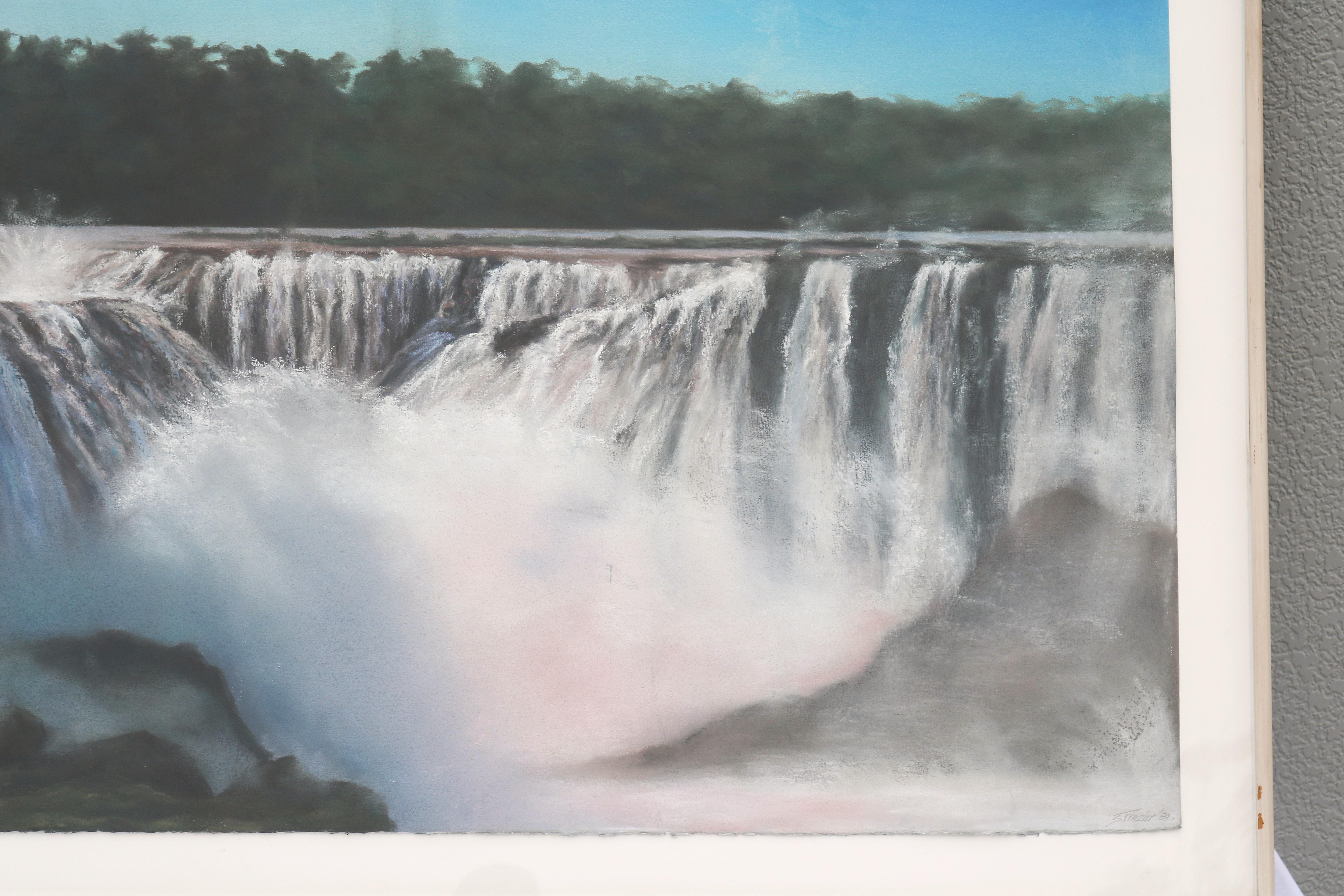 1989 Sharon Frazier Foz do Iguacu, Brasilien Wasserfälle Pastellmalerei Unikat (Plexiglas) im Angebot