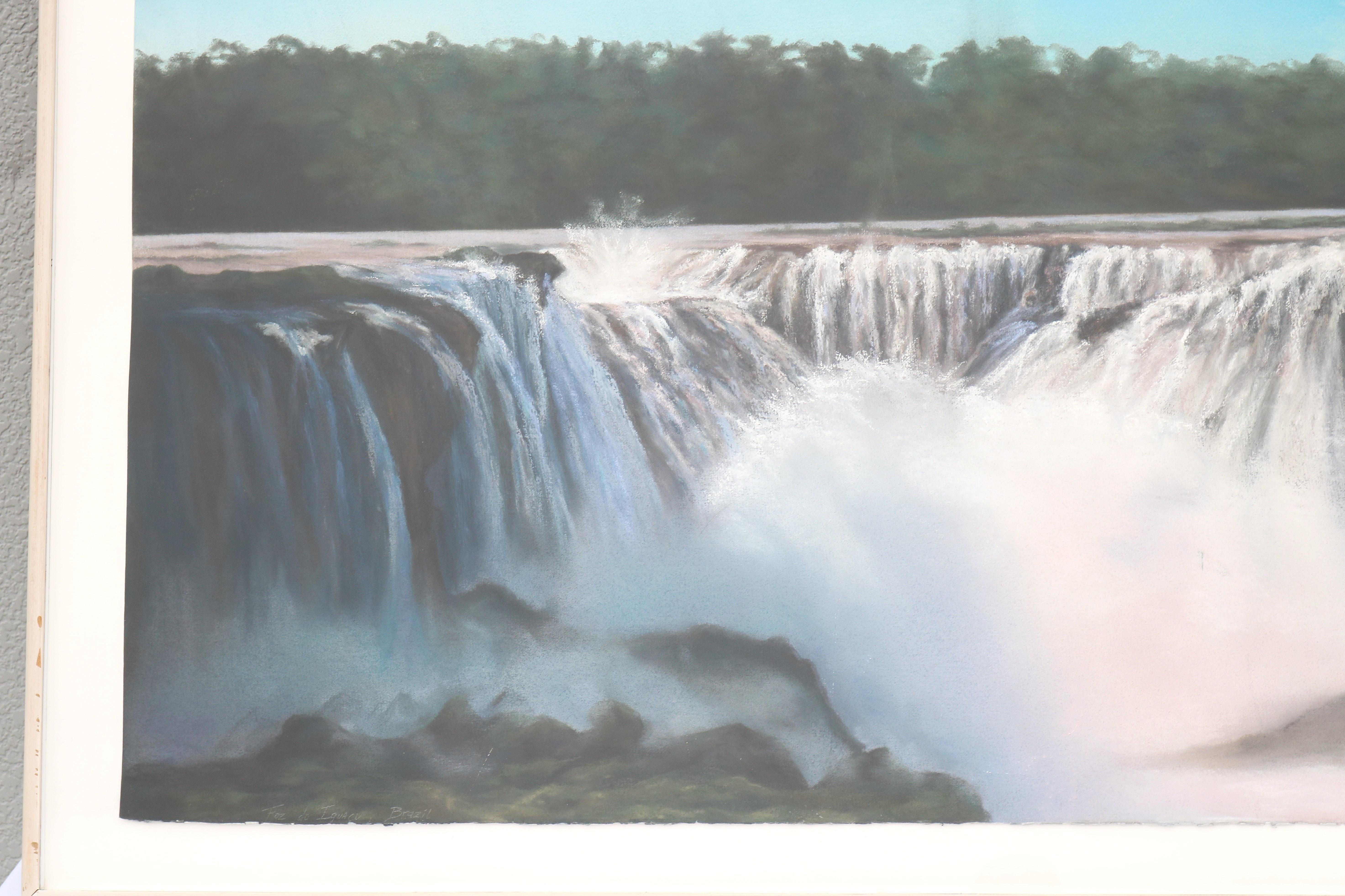 1989 Sharon Frazier Foz do Iguacu, Brasilien Wasserfälle Pastellmalerei Unikat im Angebot 1