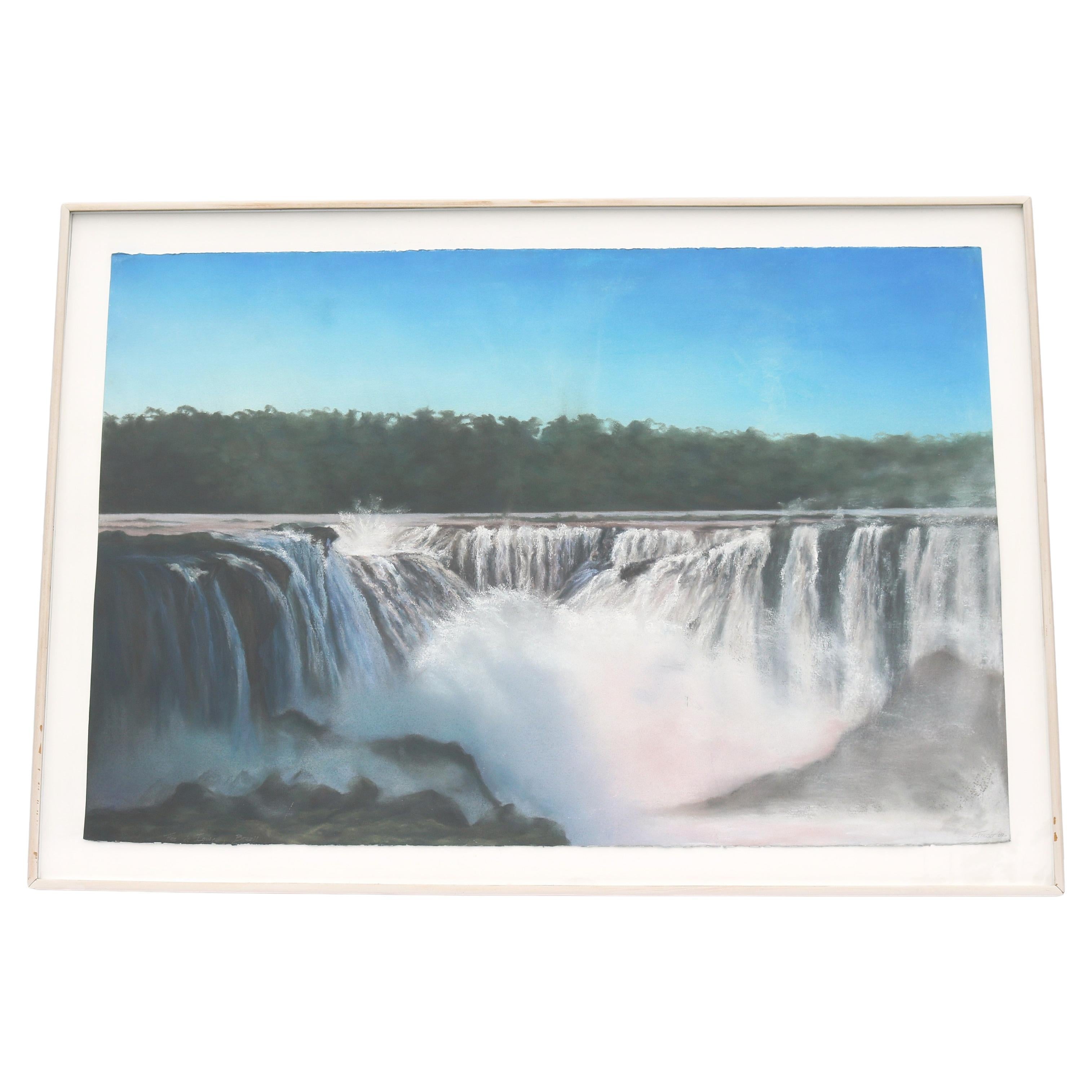 1989 Sharon Frazier Foz do Iguacu, Brasilien Wasserfälle Pastellmalerei Unikat im Angebot