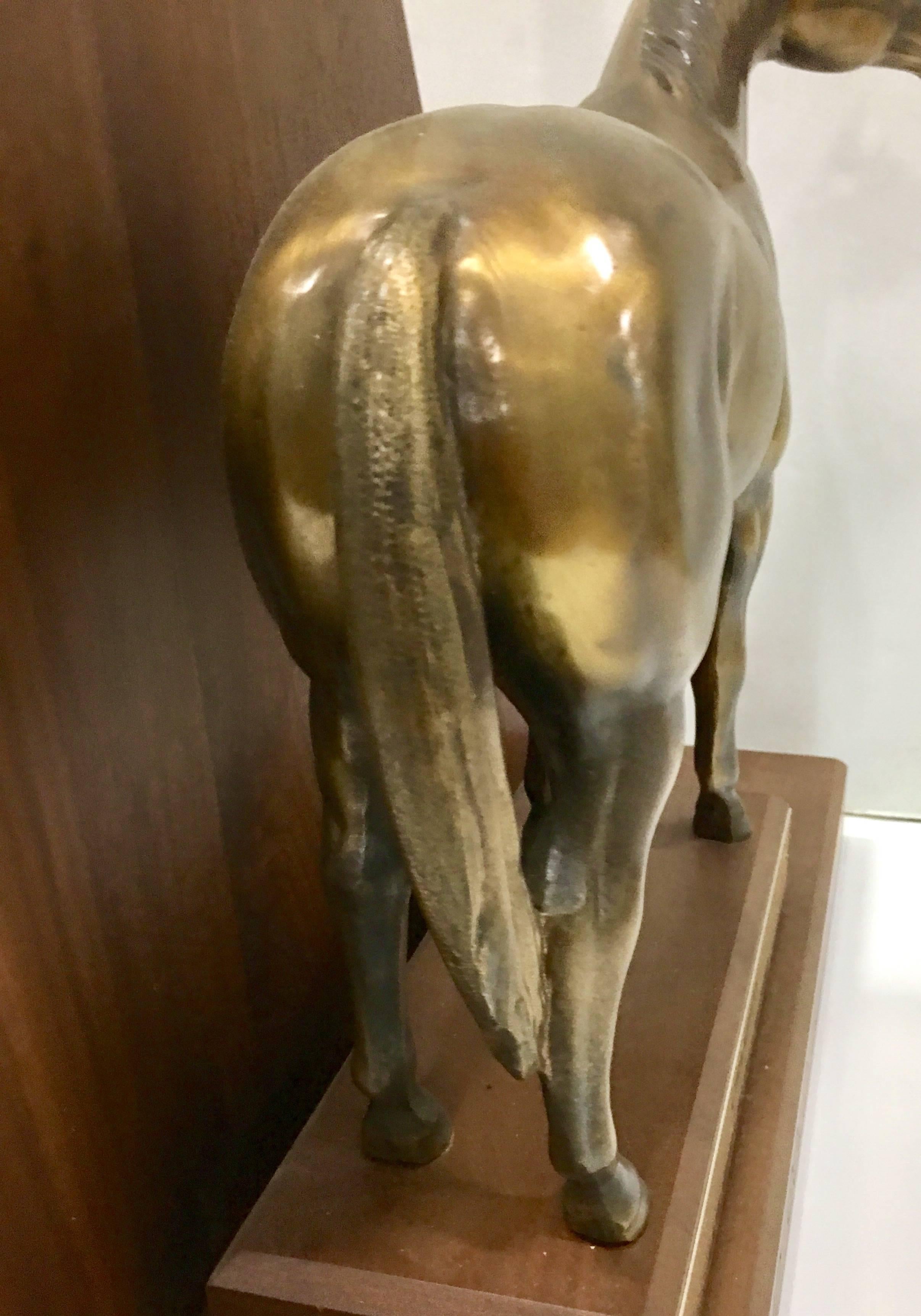 American Solid Brass and Walnut Mounted Championship Horse Trophy, 1989 For Sale